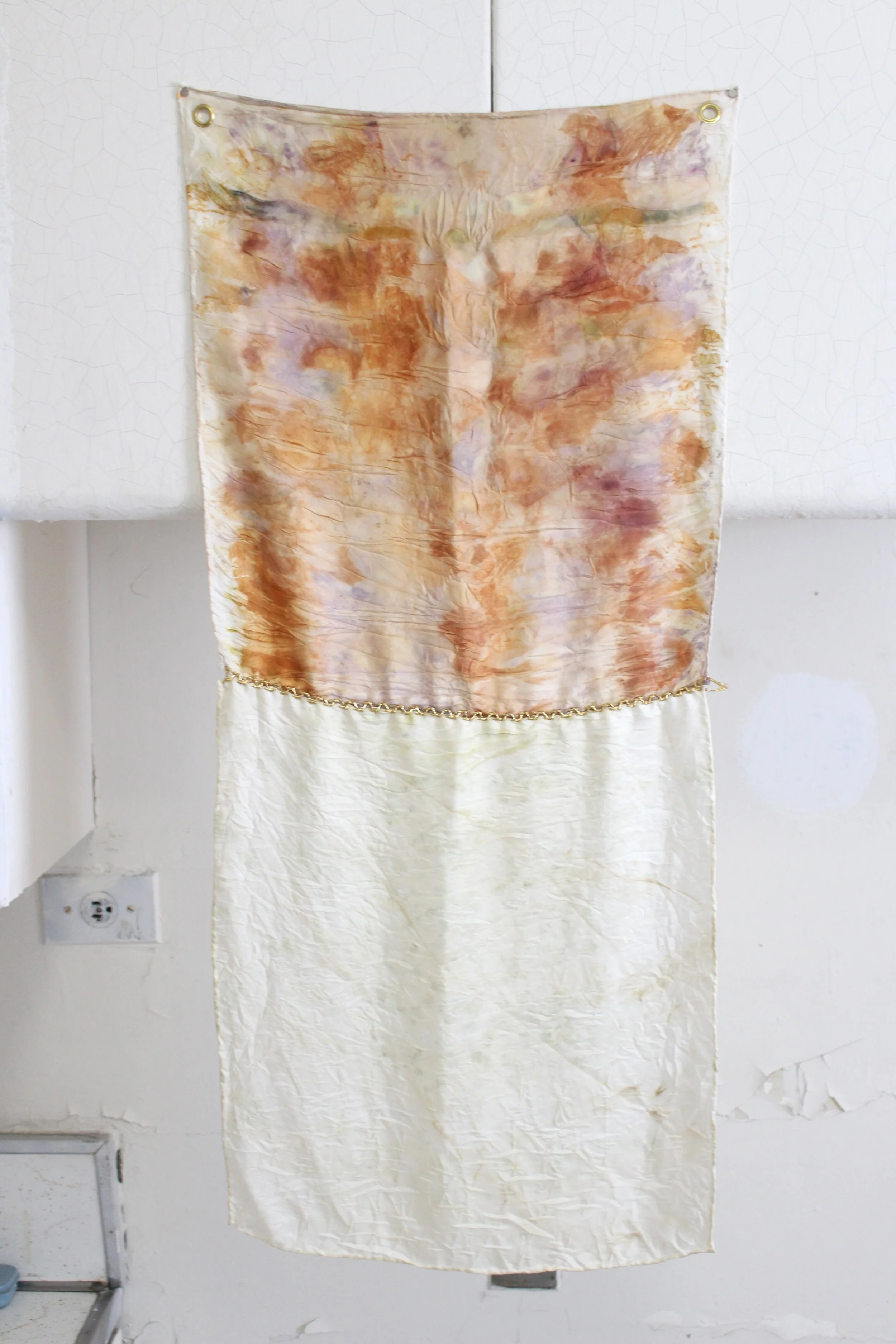 AnkhLave Artist Residency on Governors Island.  Red roses and onions on silk, February 2025.