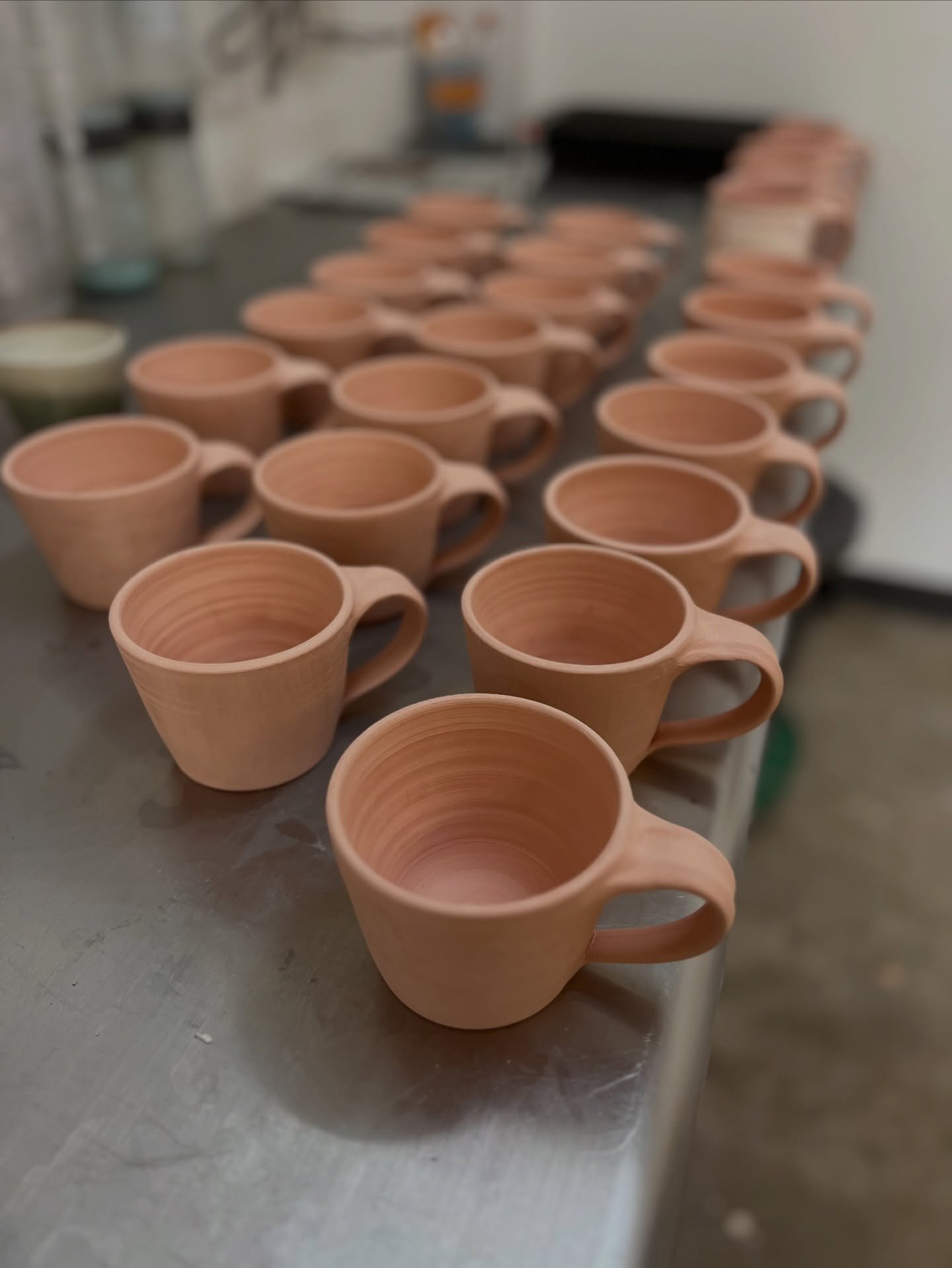 These custom cappuccino mugs for @switchbackcoffeebeer are ready for glazing ☕️

They will be joining @cruxcc at their new South Austin location in early 2026 🧗&zwj;♂️

Give them a follow and stay tuned next week for the finished mugs! 

&mdash;
#ca