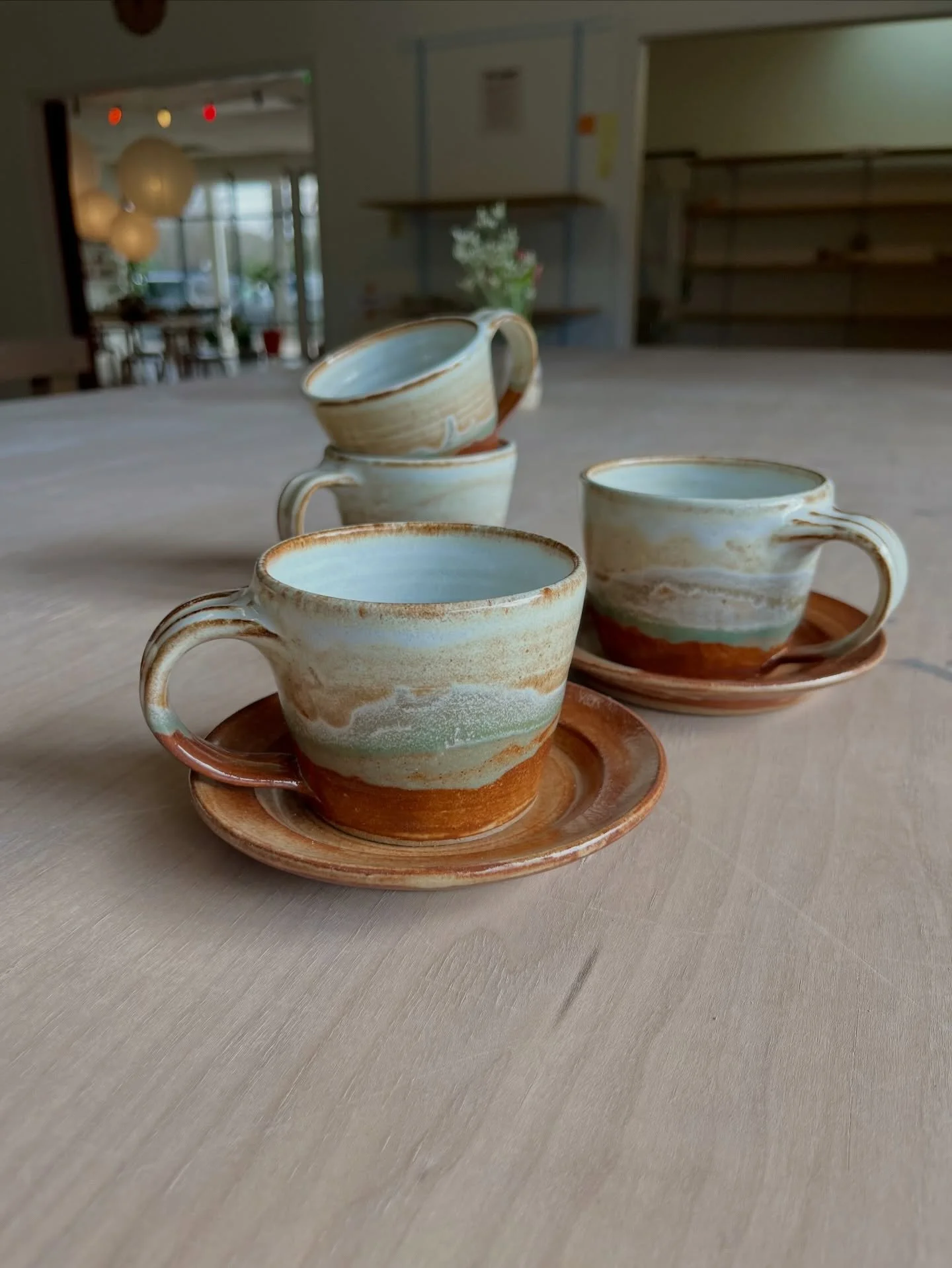Glazed, fired, and ready to caffeinate ☕️🔥

We are excited for everyone to enjoy their cappuccinos in these finished mugs made for @switchbackcoffeebeer!

&mdash;
#austindrinks #austinbusiness #austincoffee #austinbeer #cappuccino