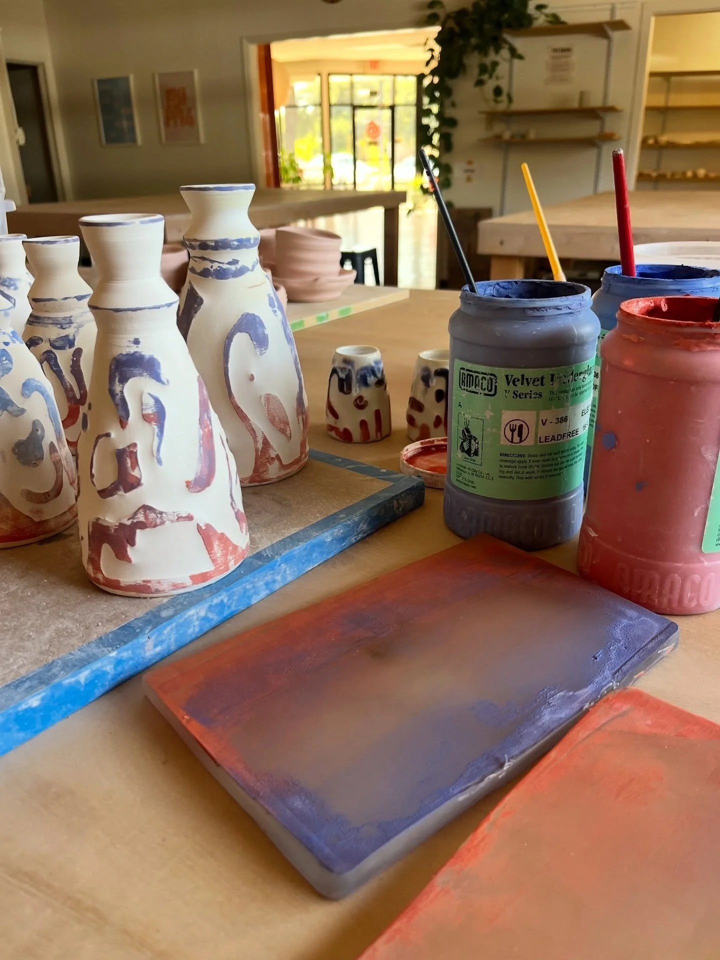 Glazing in the morning is the best #gelliplate #amacounderglazes #artistinresidence