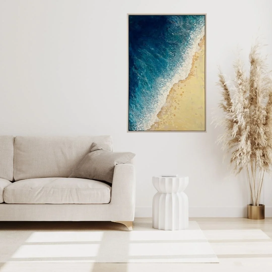 Ocean painting in living room