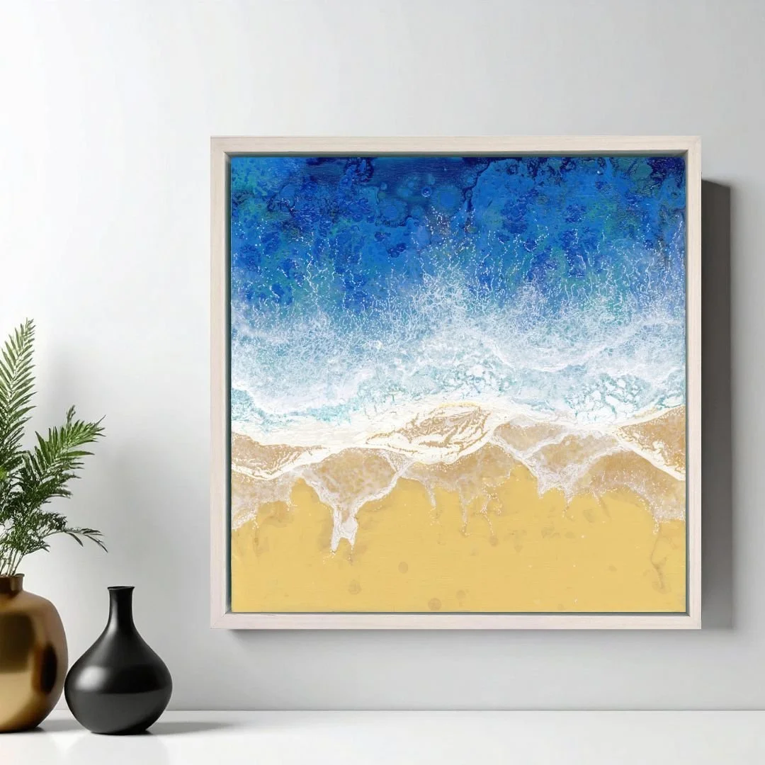 Painting of Waves lapping the sand