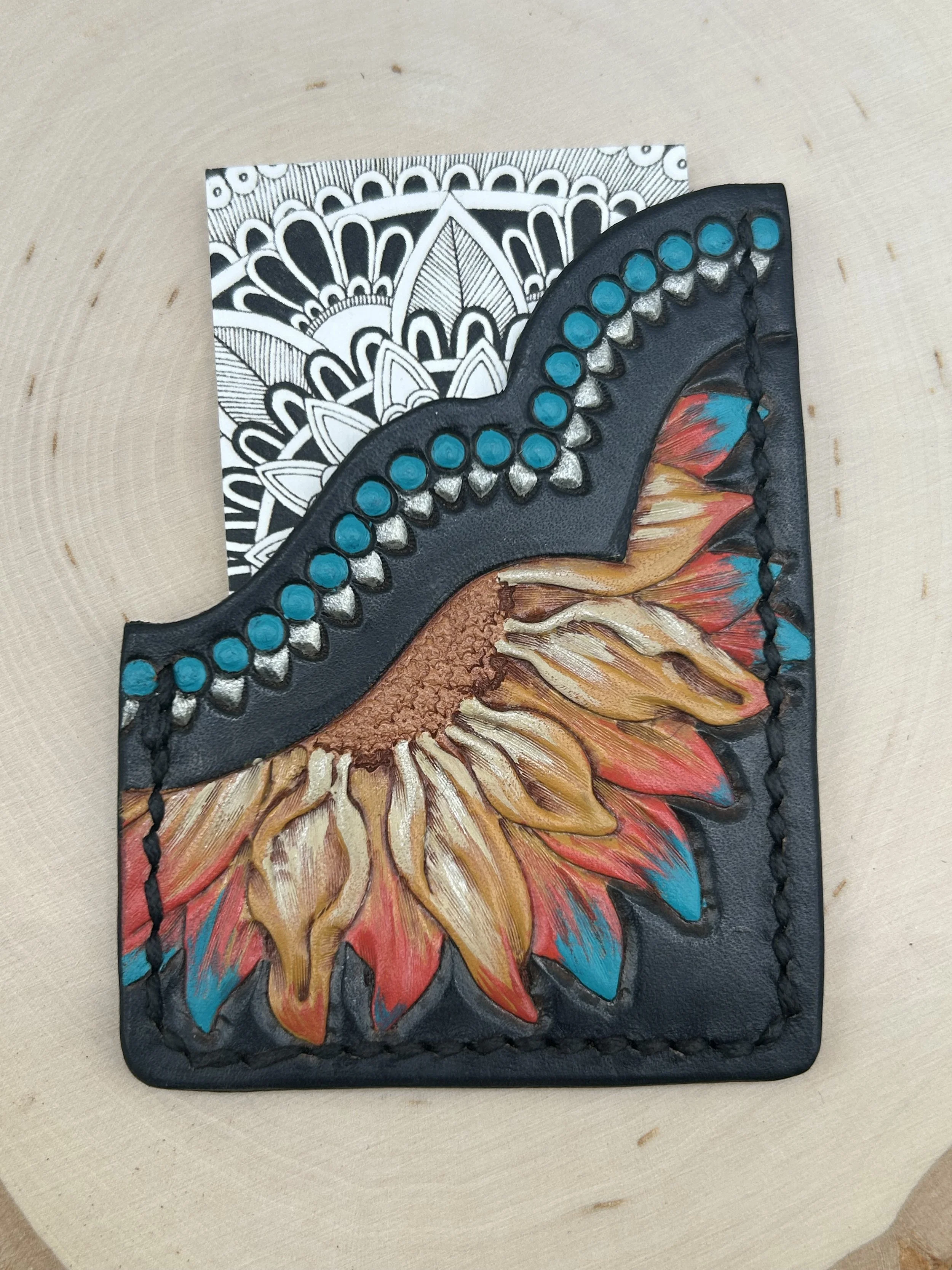 Tooled Leather Card Holders- Fireworks