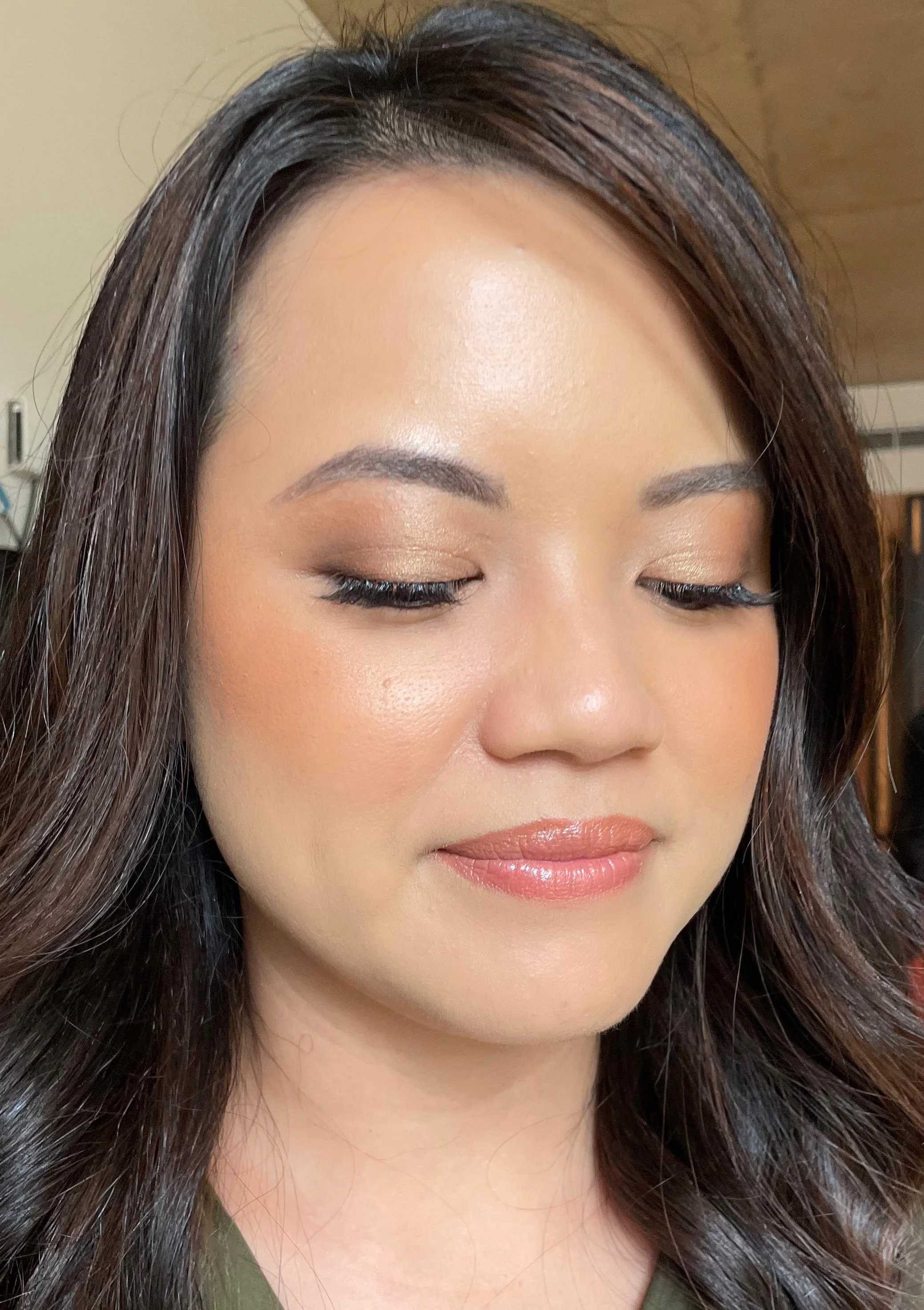 Showing the eyelids with professionally applied makeup