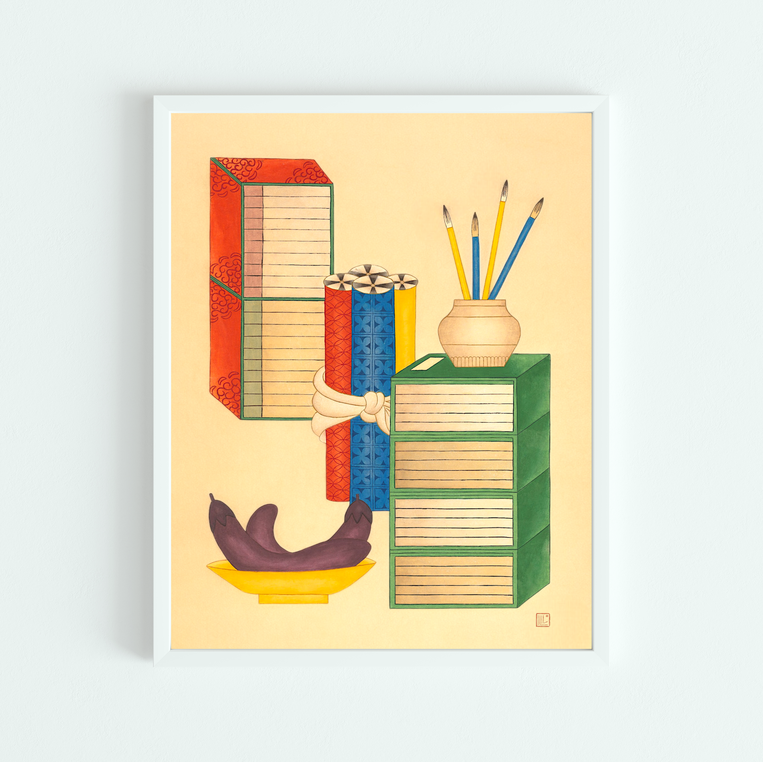 Books and Eggplants 11x14" Print