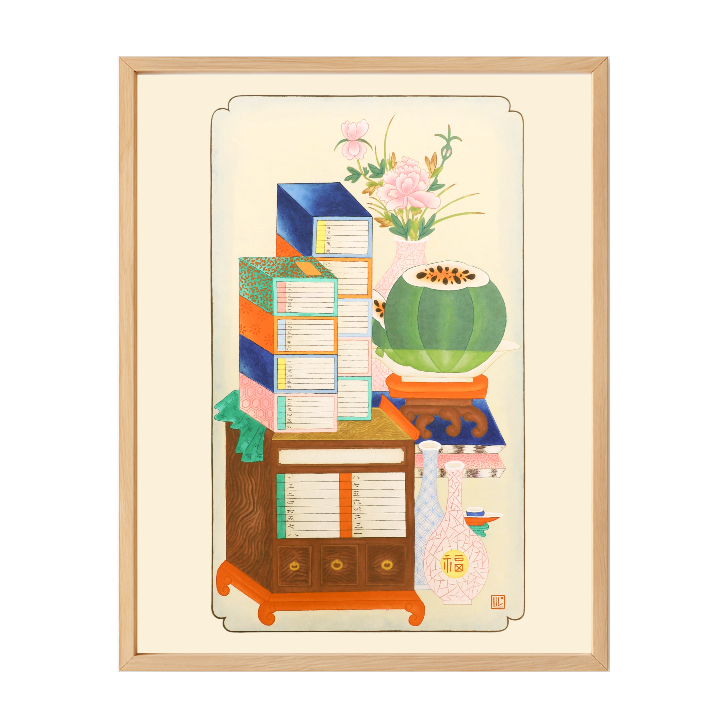 Books and Watermelon 12x16" Print