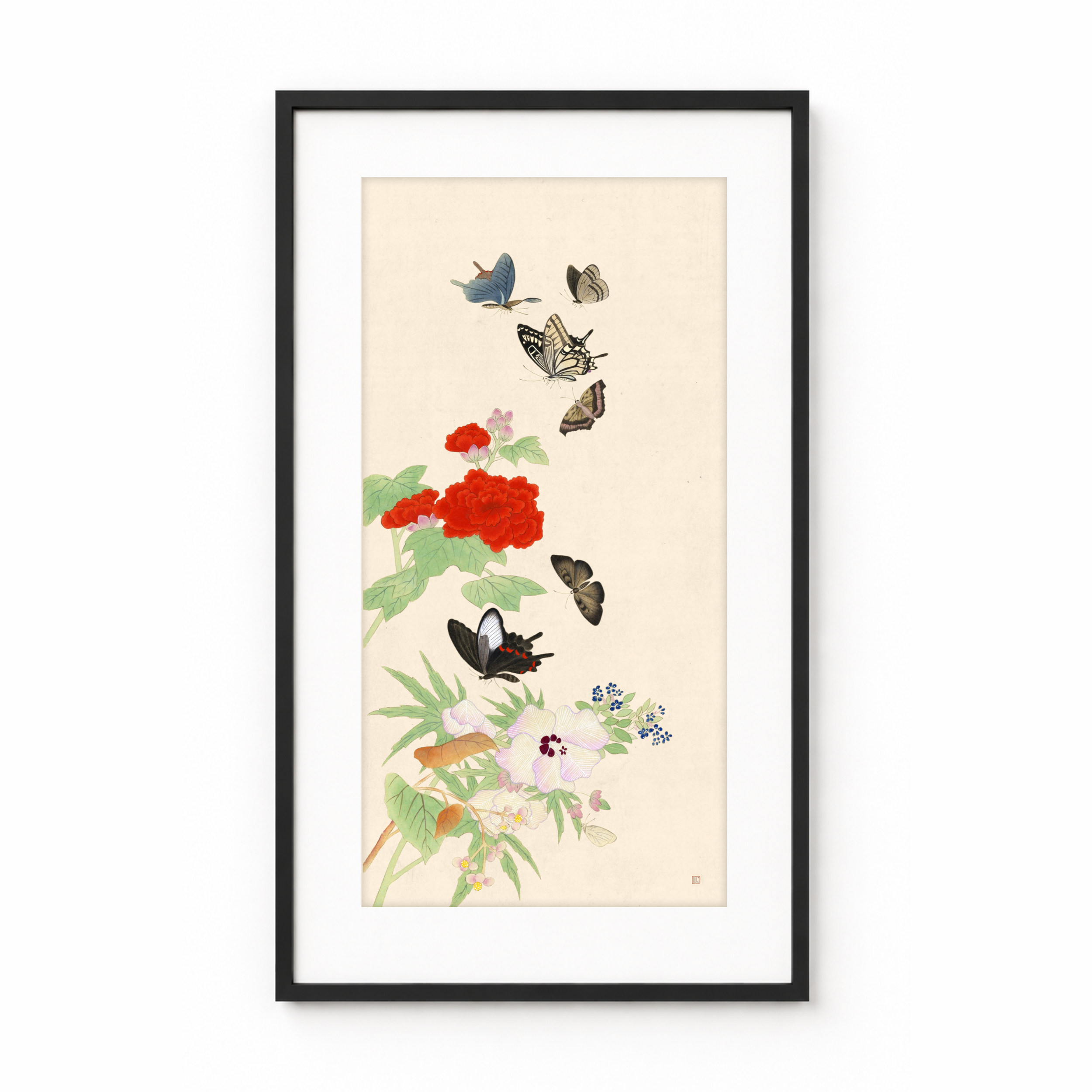 Flowers and Butterflies I 12x24" Print