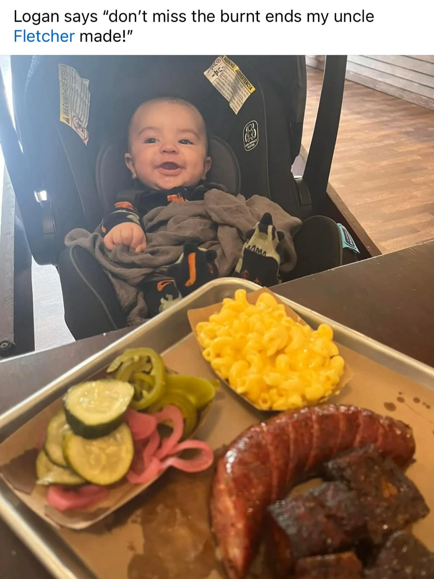 What Logan said 🤠
Burnt Ends Saturday! 
Add burnt ends to any plate for $2 more or $26/LB

#burntends #texasbbq #hisfirstwordwasbrisket 

lol not