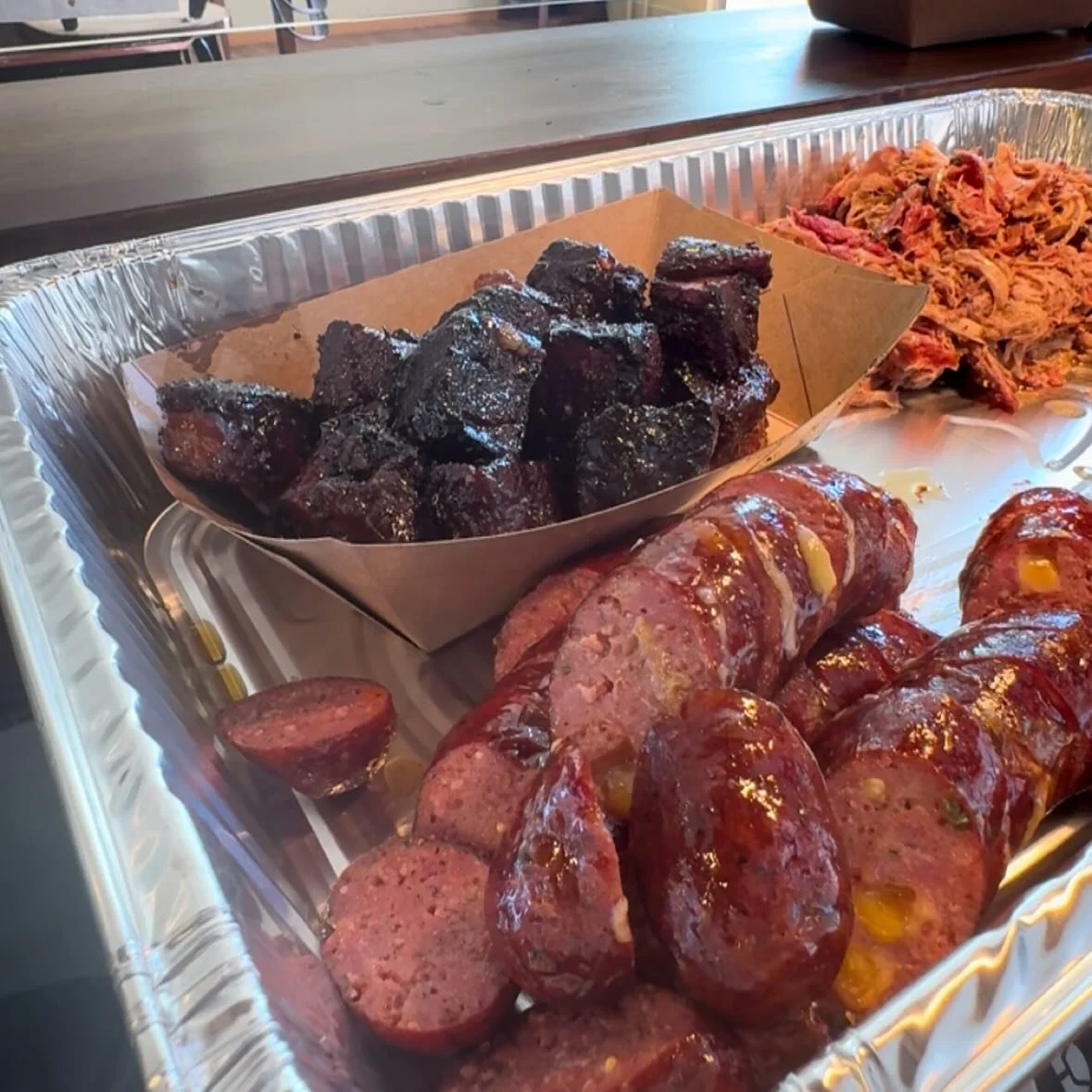 Burnt ends all day Saturday! 
👀if you ordered a party pack don&rsquo;t forget to pick up Sunday between 1-3PM

✨If you didn&rsquo;t order a party pack but still wanna party we&rsquo;re down to clown ✨
&bull;Get bulk meats at the block for sliders an