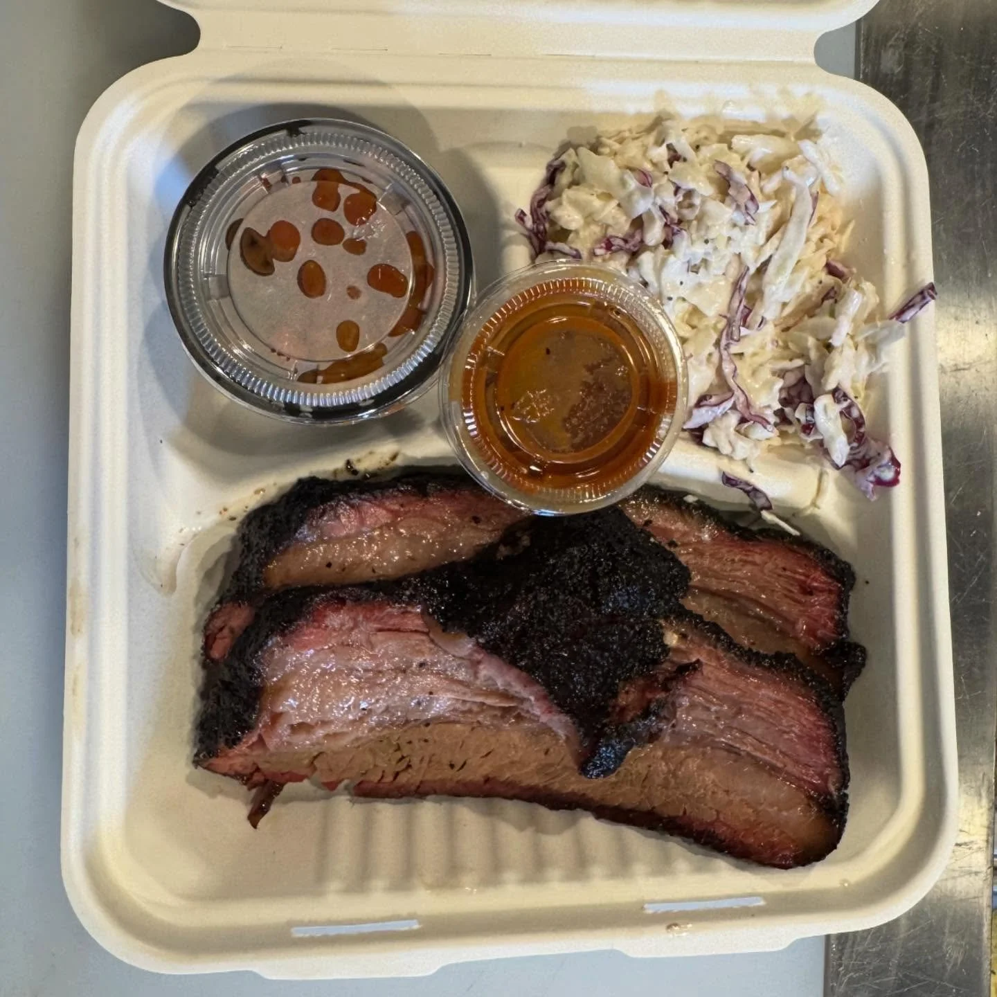 We have a lot of food today (Saturday)
More than yesterday 
&amp; we might be slower than yesterday 
Great day to see us 11-7 
🌅
Burnt ends all day! 1 meat plate with burnt ends 2 sides: $19, or $26/LB