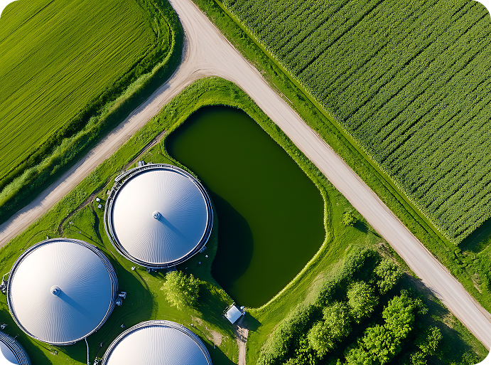 Anaerobic digestion facility converting organic waste into renewable energy within a circular economy system