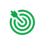 Green circular target icon with an arrow hitting the center