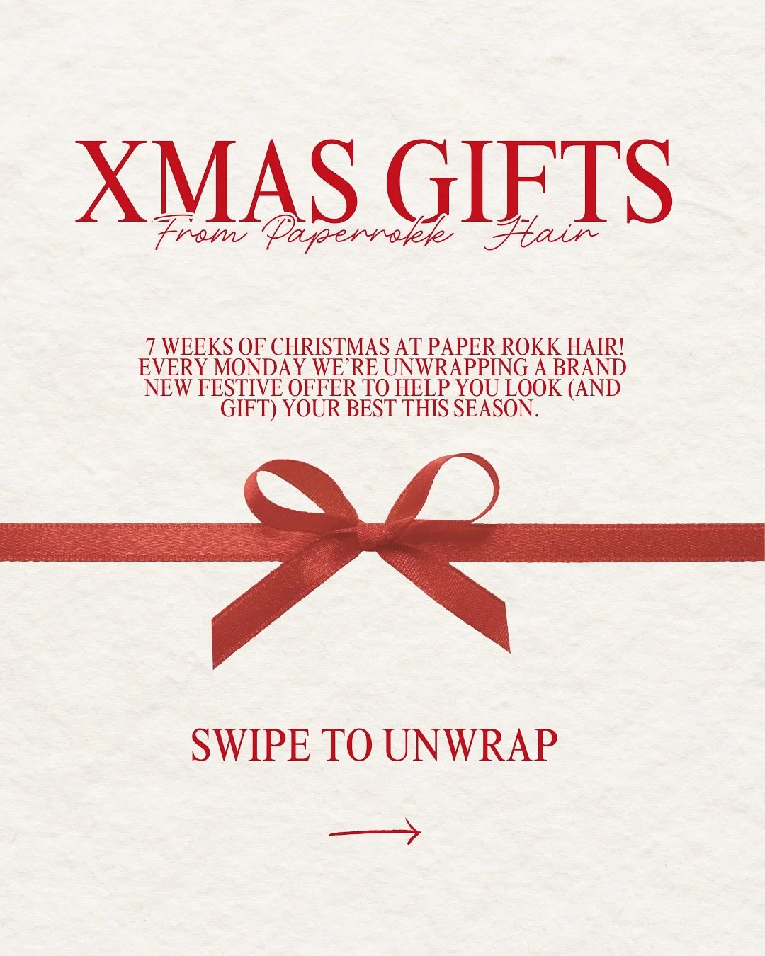 ✨Seven Weeks of Christmas Gifting.. 

This week&rsquo;s swipe-to-unwrap surprise is waiting just for you at Paper Rokk Hair
Limited colours + limited surprises - don&rsquo;t miss out!

#PaperRokkHair #GoldCoastSalon #ChristmasGifting #Luxury Hair #My