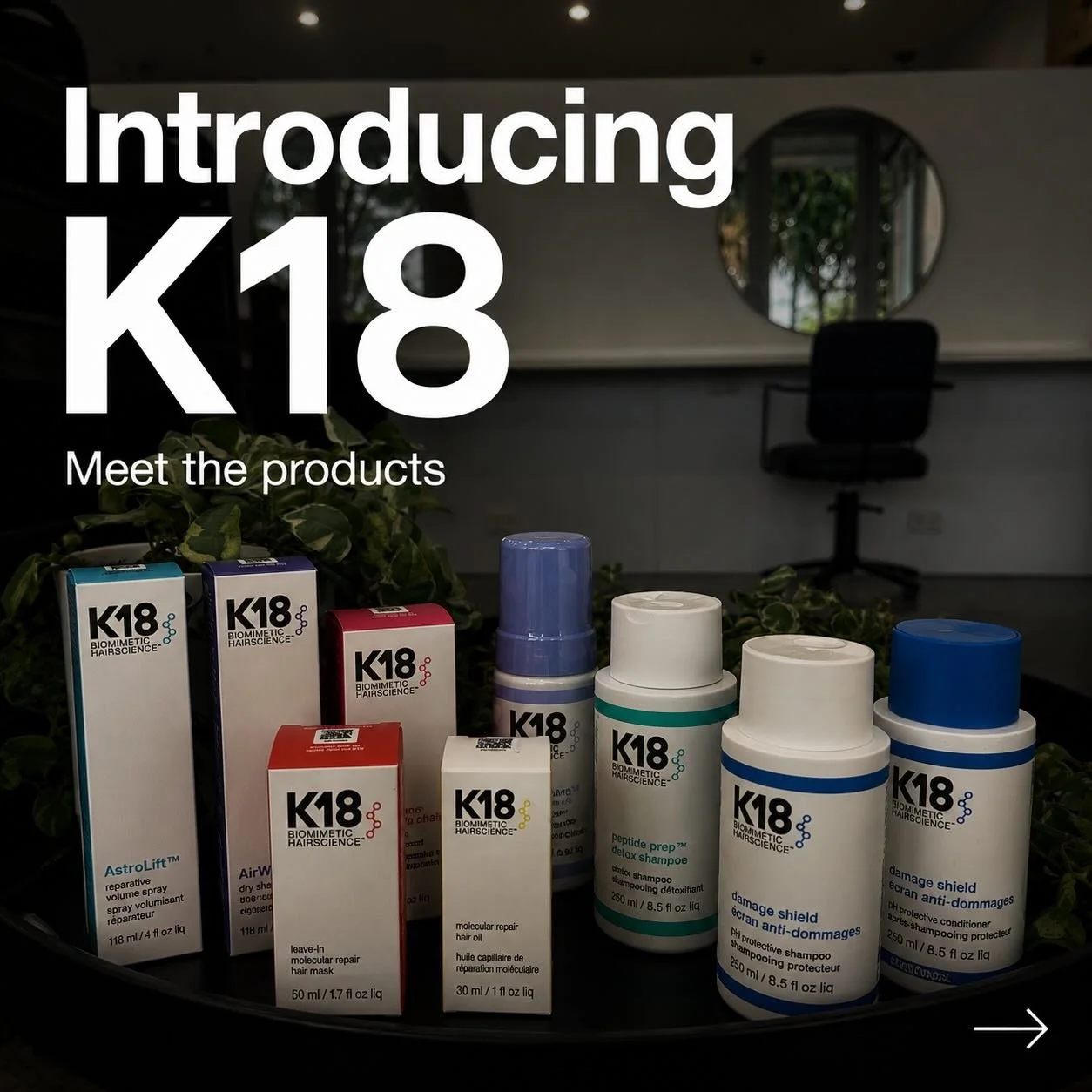 ✨ Meet K18 ✨

We&rsquo;re excited to welcome K18 to the salon.

Powered by biomimetic science, K18 works to repair damage, strengthen hair, reduce frizz and improve overall hair health from the inside out.

Swipe through to discover our favourite pro