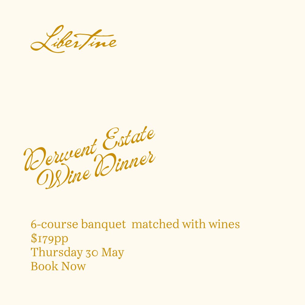 Join us for Derwent Estate Wine Dinner 🍷✨

Next Thursday 30th of May we are hosting an exclusive culinary experience offering 6 delectable courses, paired with exquisite wines.

Don't miss out on indulging in the finest of flavours and wines.

#live