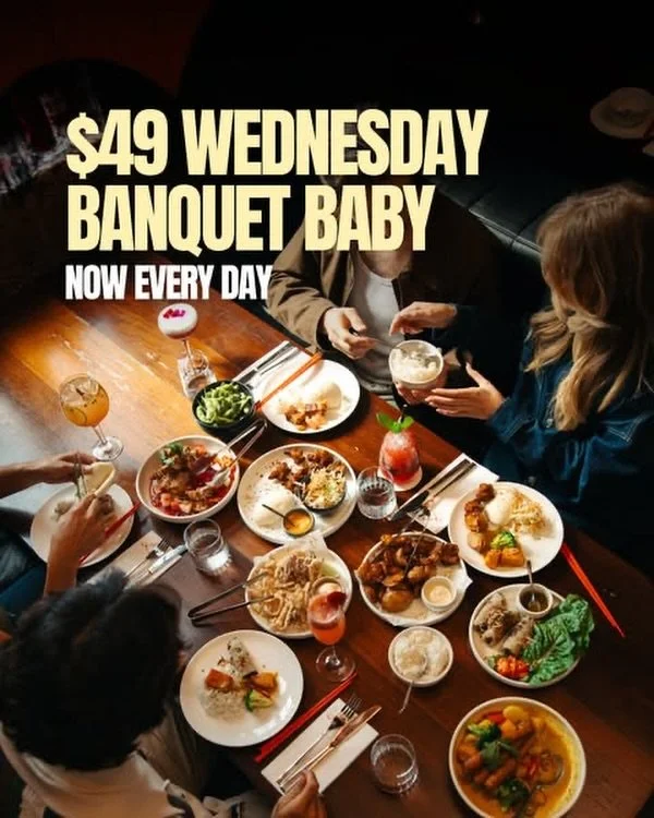 Wednesday* Banquet, Baby! 🥢🔥
Our $49pp 7-course banquet is available every day (not just Wednesdays) 😉

Bold flavours, generous plates and all the classics made for sharing

Book a booth, order the banquet and let the table do the rest 💃

#liveli