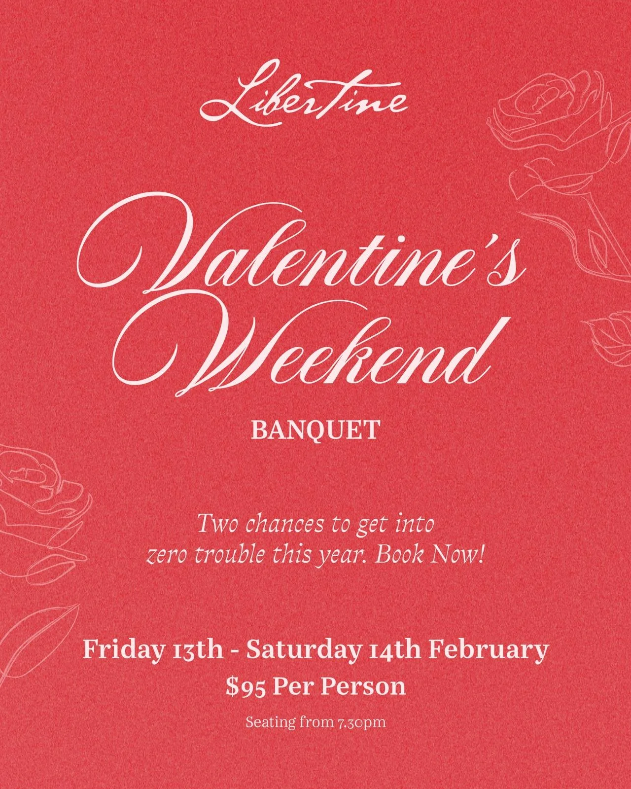 Valentine&rsquo;s Weekend, Libertine style 💋

Full tables. Clinking glasses. Plates that keep coming.
Romance turned up &mdash; bold flavours, share plates stacked high and a night designed to linger well past dessert 🥢❤️

Friday 13th &ndash; Satur