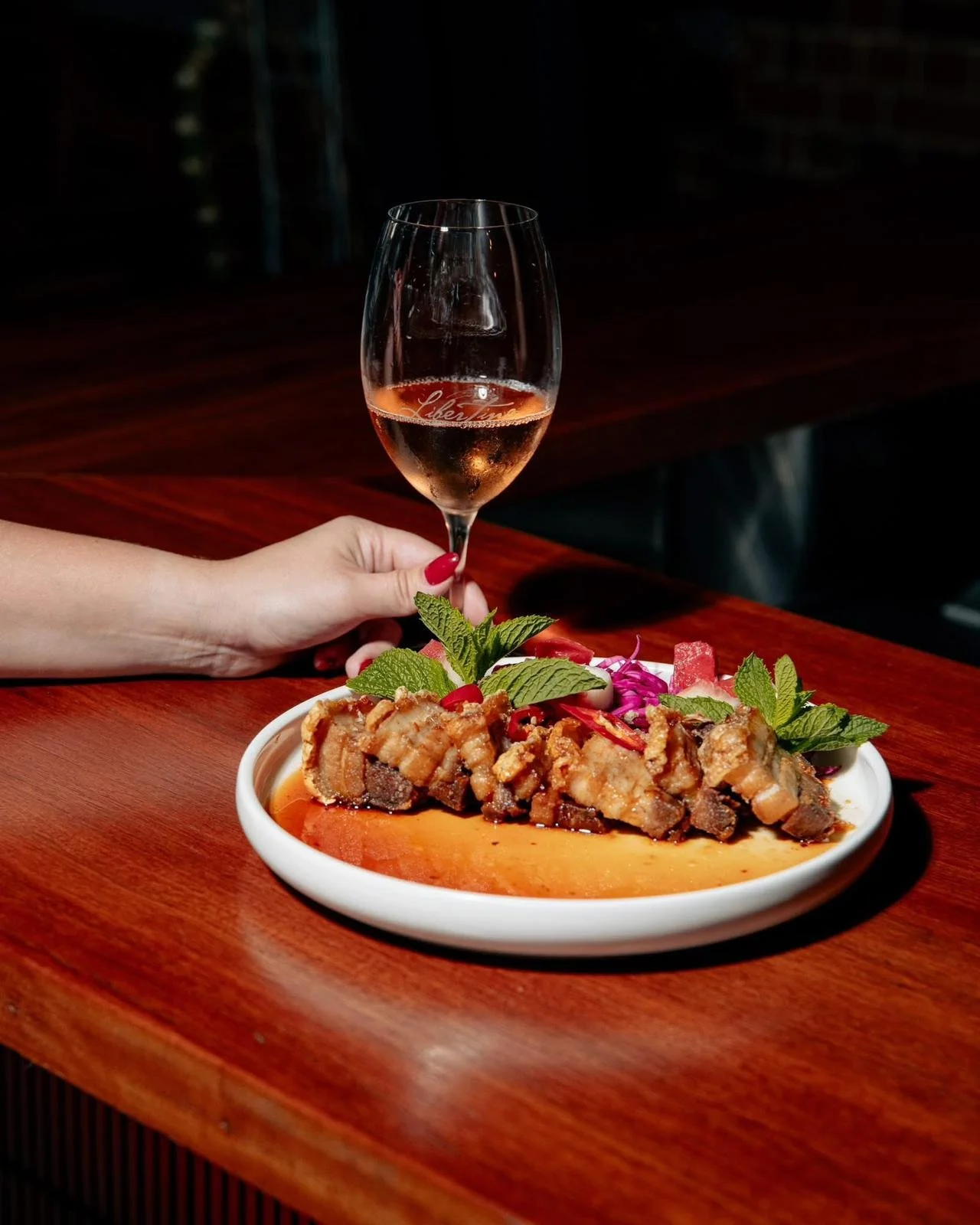 Cracklin&rsquo; Twice-Cooked Free-Range Pork Belly doing what it does best ~ crispy, rich and absolutely non-negotiable 🤤🔥

Part of our Wednesday Banquet, Baby!* - $49pp for a stacked share-style feast. Available every day, not just Wednesday 🥢

B