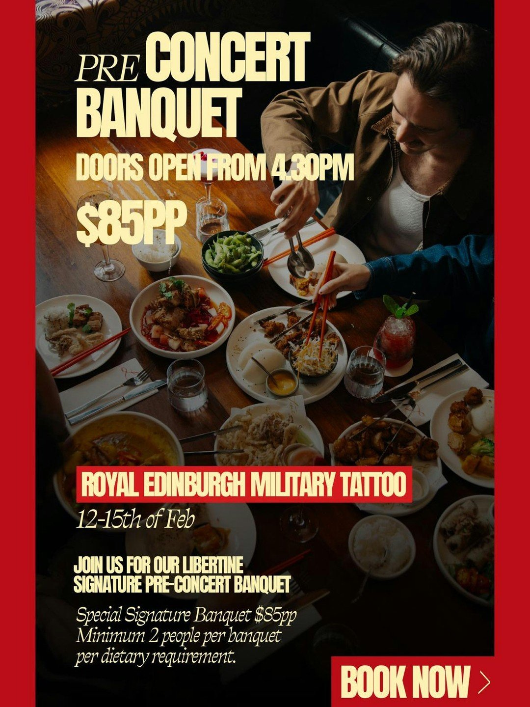 Big nights out deserve a proper warm-up 💥

Our Pre-Concert Banquet serves up seven bold share-style plates for $85pp, kicking off from 4:30pm this weekend.

Fuel up, pour another glass and head out ready for the night ahead 💃🍷

✨ Royal Edinburgh M