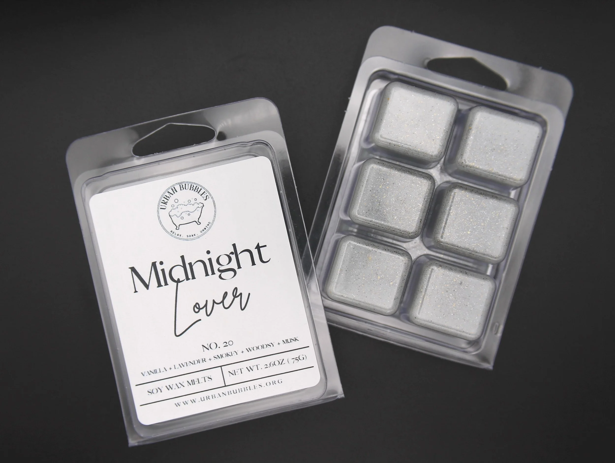 Midnight Lover Wax Melt with a sophisticated blend of lavender, vanilla, and musk, perfect for a romantic and elegant ambiance.