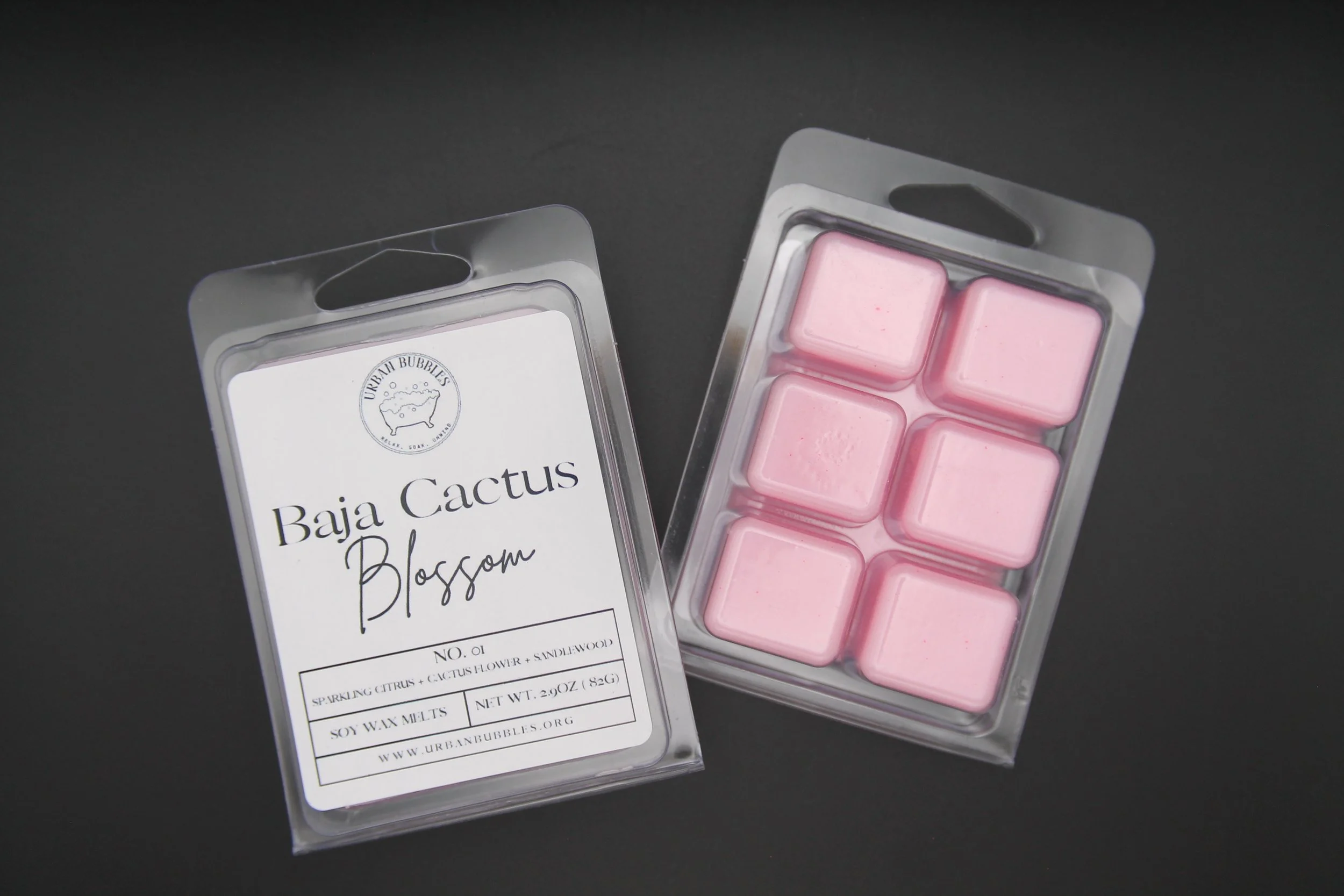 Baja Cactus Blossom Wax Melt with an exotic blend of floral, green, and fruity notes, evoking the serenity of Baja’s sunlit deserts.