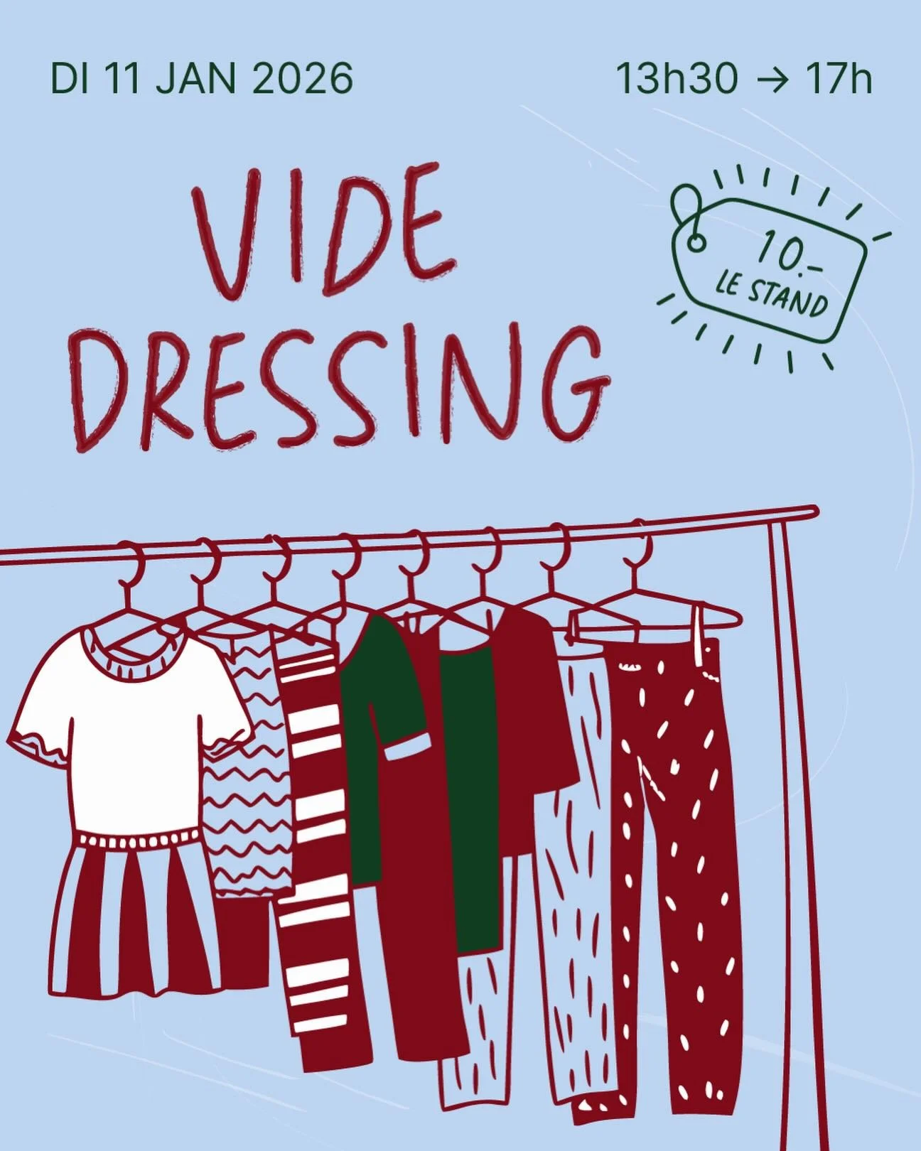 Il est temps de faire de la place dans ton placard ? Ou au contraire tu cherches des nouvelles p&eacute;pites &agrave; petits prix ? 👗👖👜

Sapin Blanc organise son premier vide dressing, le dimanche 11 janvier 2026 de 13h30 &agrave; 17h00. De quoi 