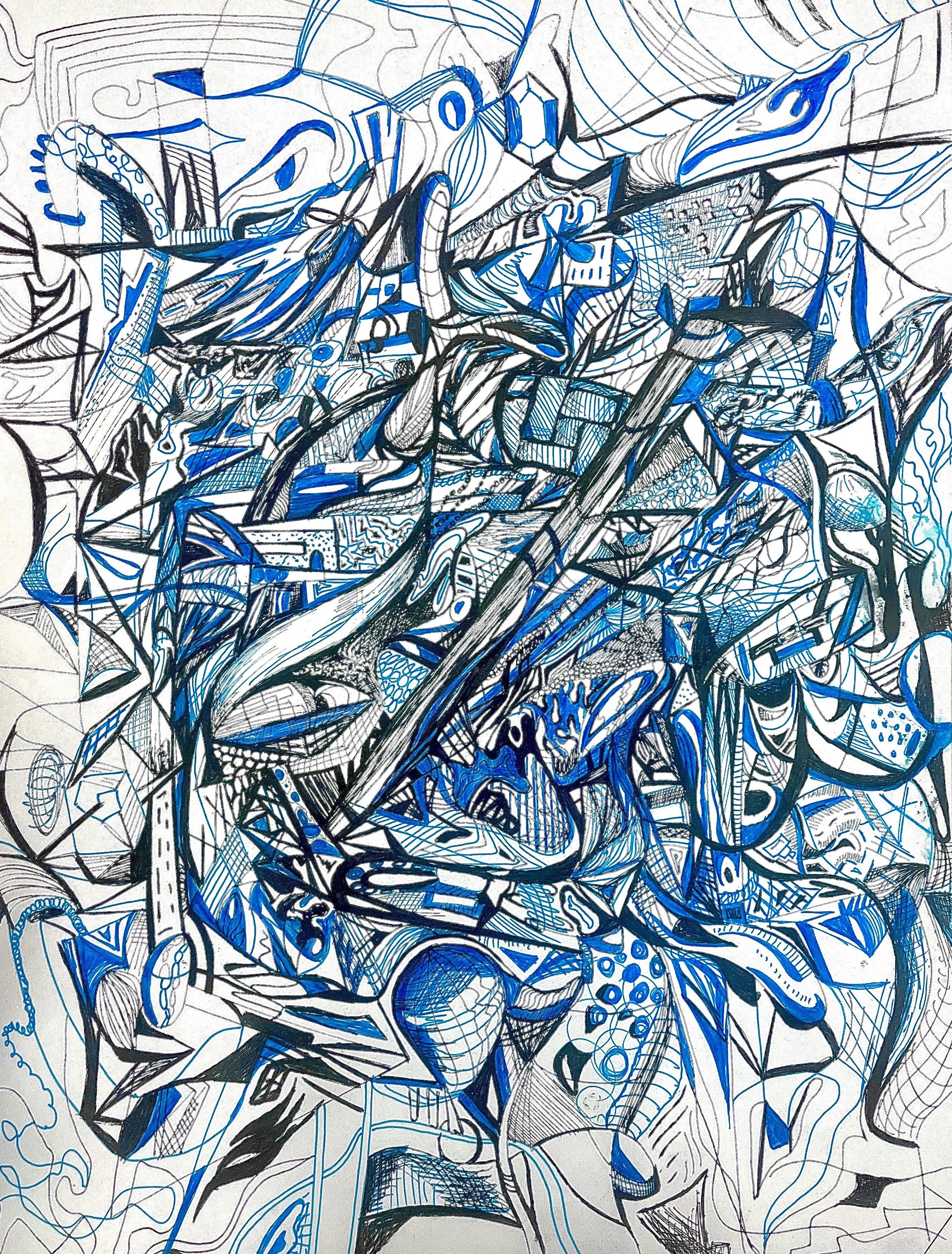 Splash, 12"x18", Pen and ink, 2022
