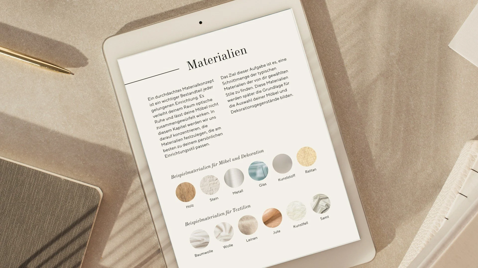 Infos zu Materialien in der Stilmanufaktur
