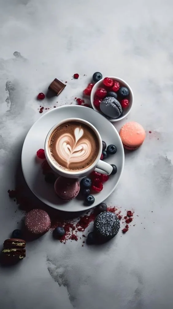 Beautiful coffee with snacks