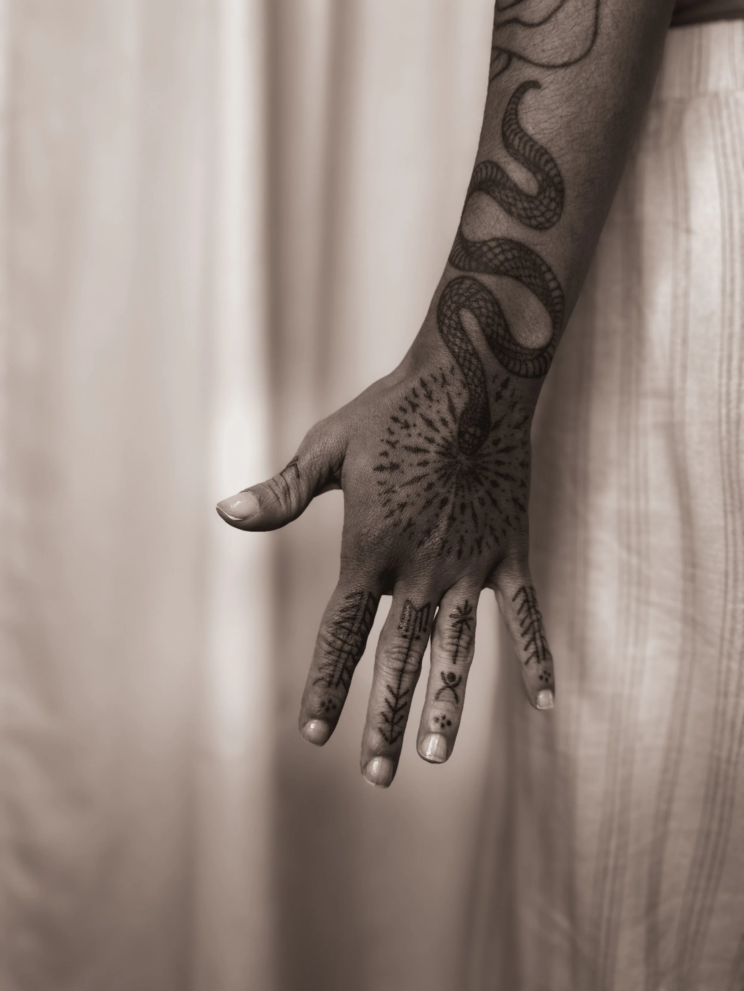 Jurrah Clarita, Kappi Marks, Studio Sunny, handpoked tattoos Sydney, hand poked markings, Filipino tattoos, batek, batok, tatak, magick sigils, intentional markings, women-owned studio space, Pyrmont Sydney NSW