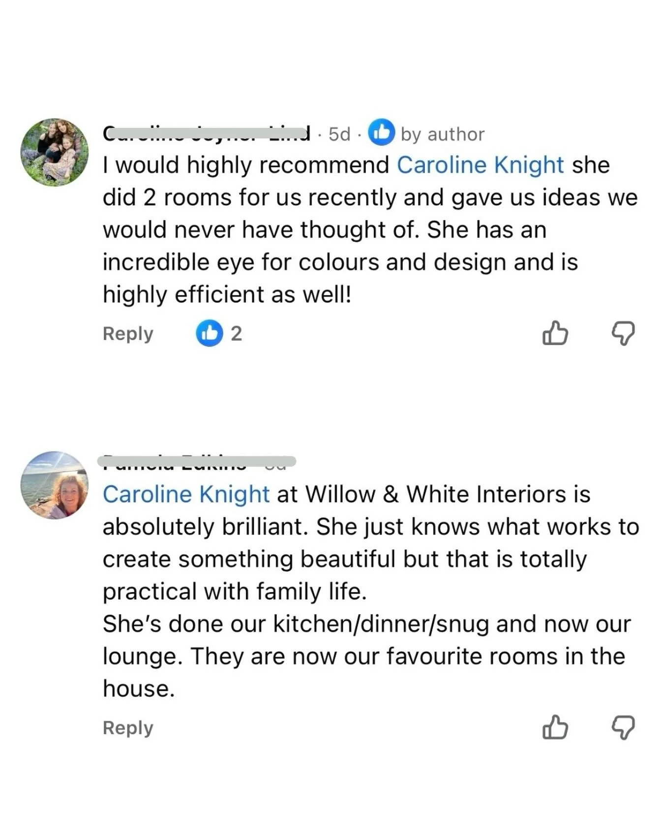 Helping clients create homes they genuinely love is one of the most rewarding parts of what I do.

I take a huge amount of pride in my work and want every client to feel happy and confident in the finished result.

Thank you for the lovely feedback ?