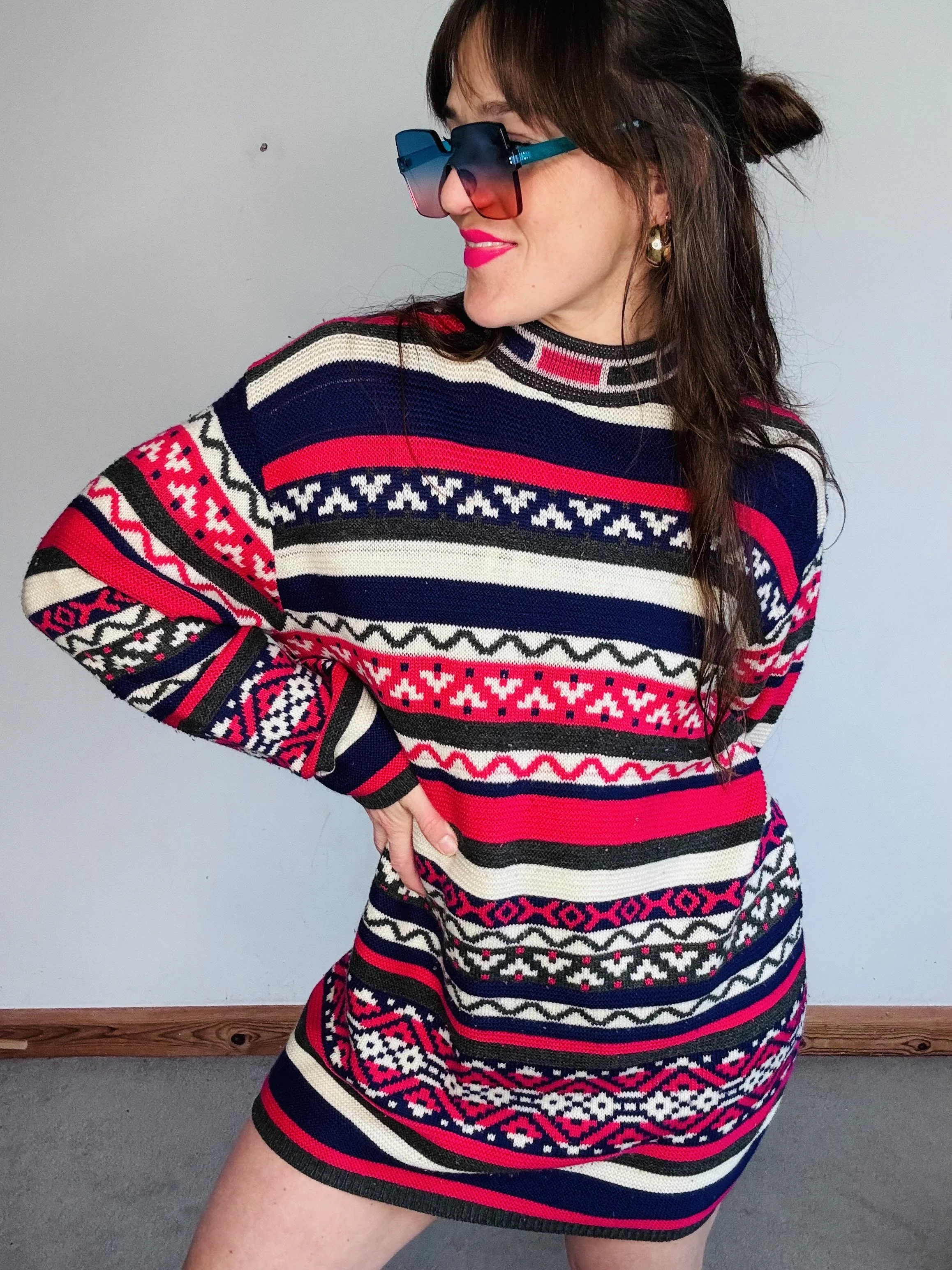 Patterned longline jumper/dress