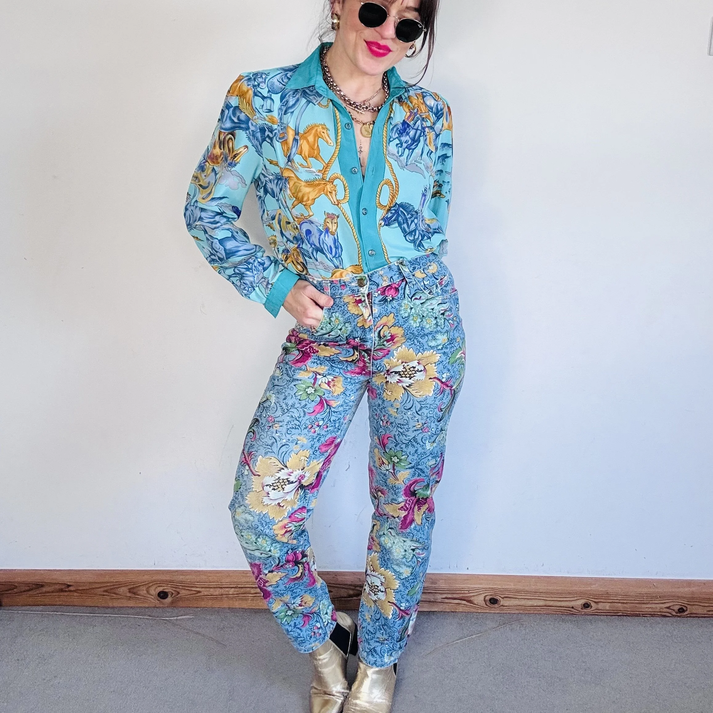 Rare 80’s high waisted pattered jeans