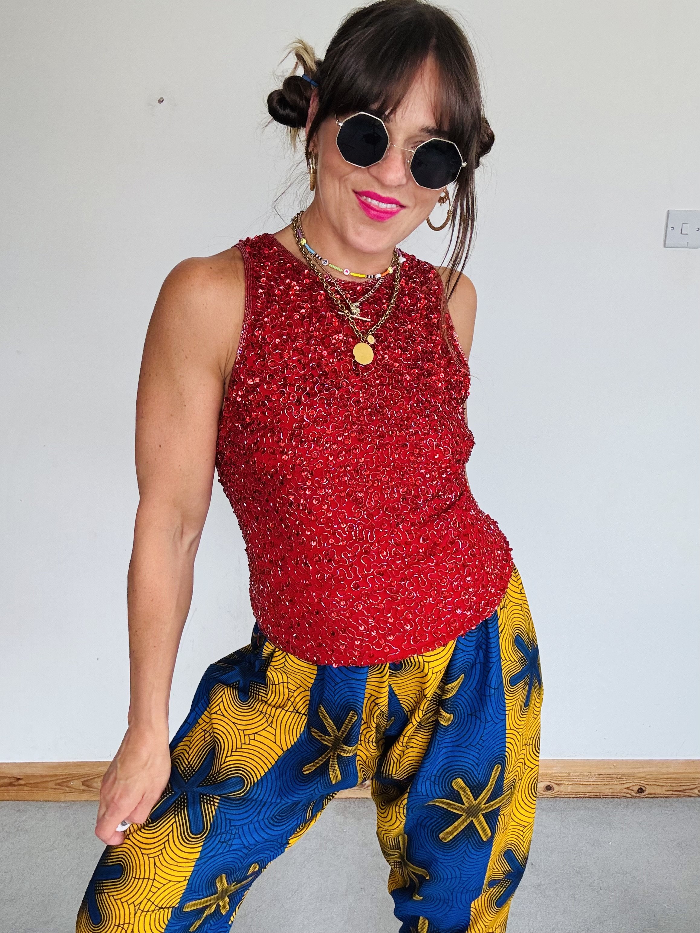 Beautiful red Lawrence Kazar sequin vest
