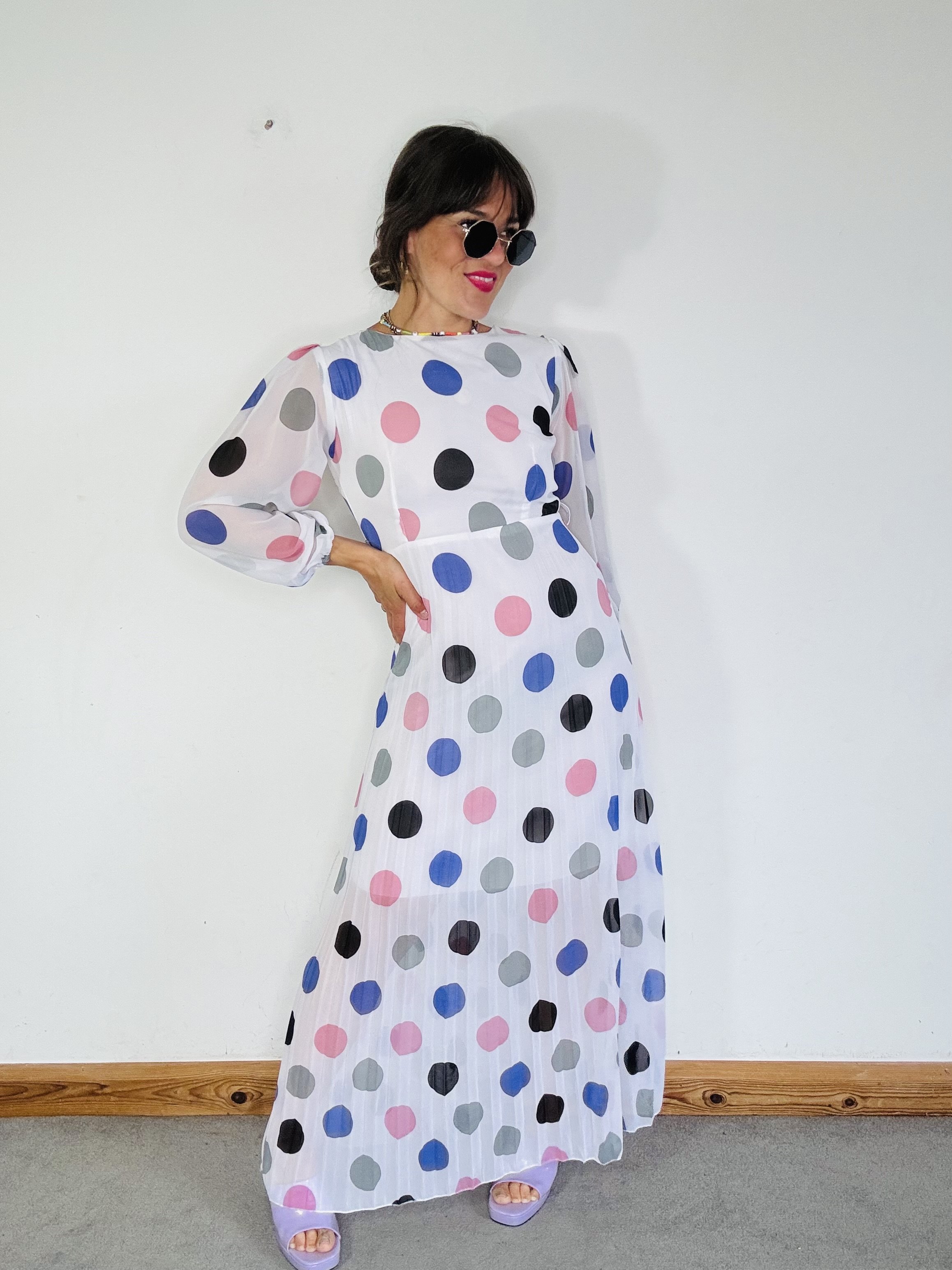 Beautiful polkadot 70s maxi dress