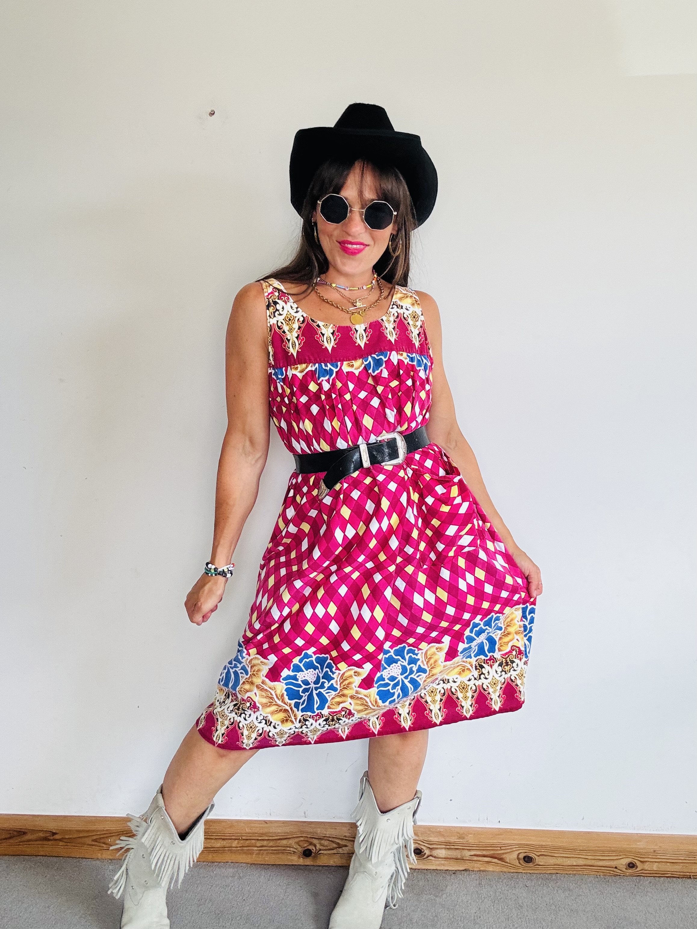 Late 60’s/70’s harlequin smock dress