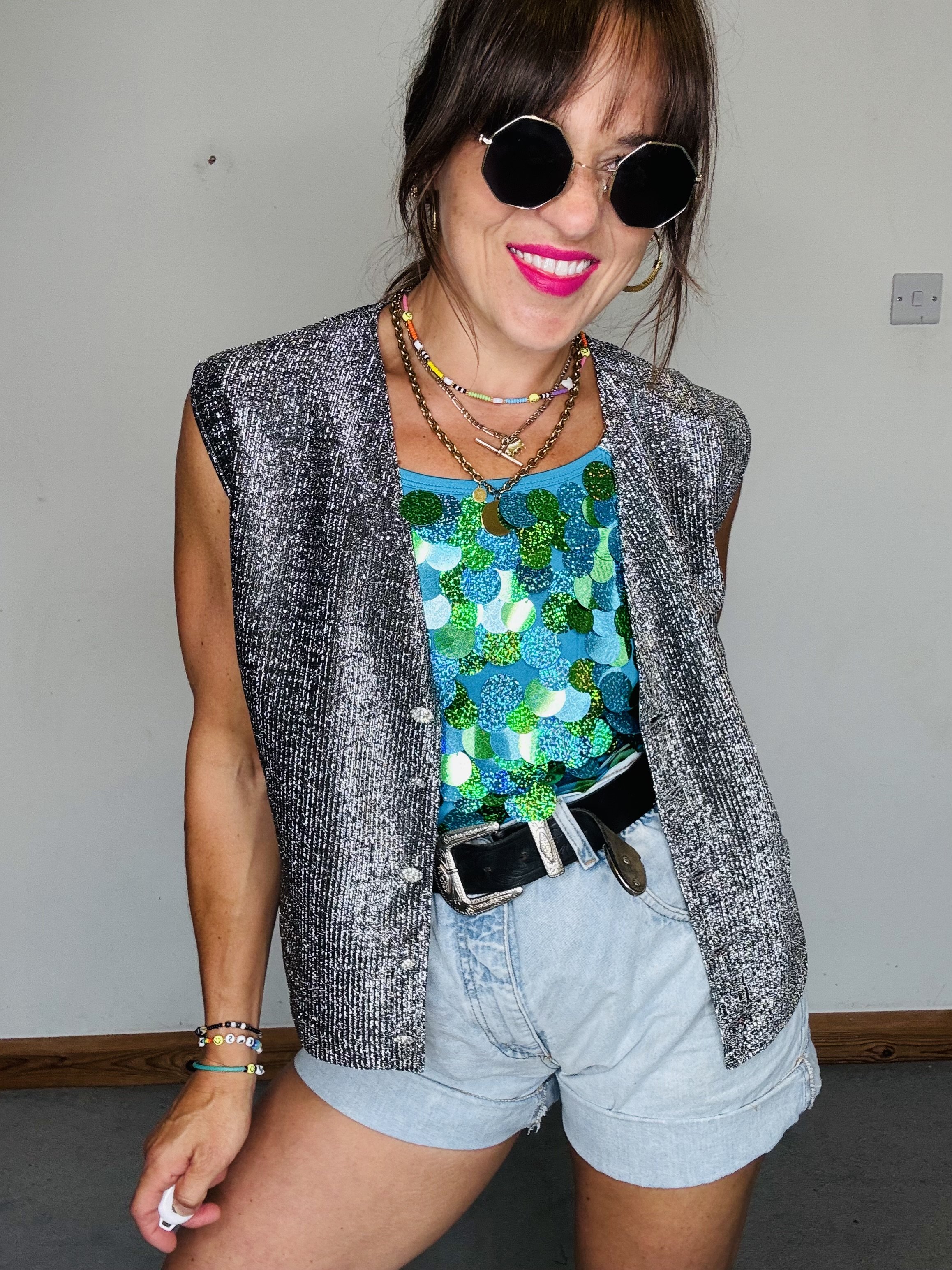 Silver 80’s metallic waistcoat