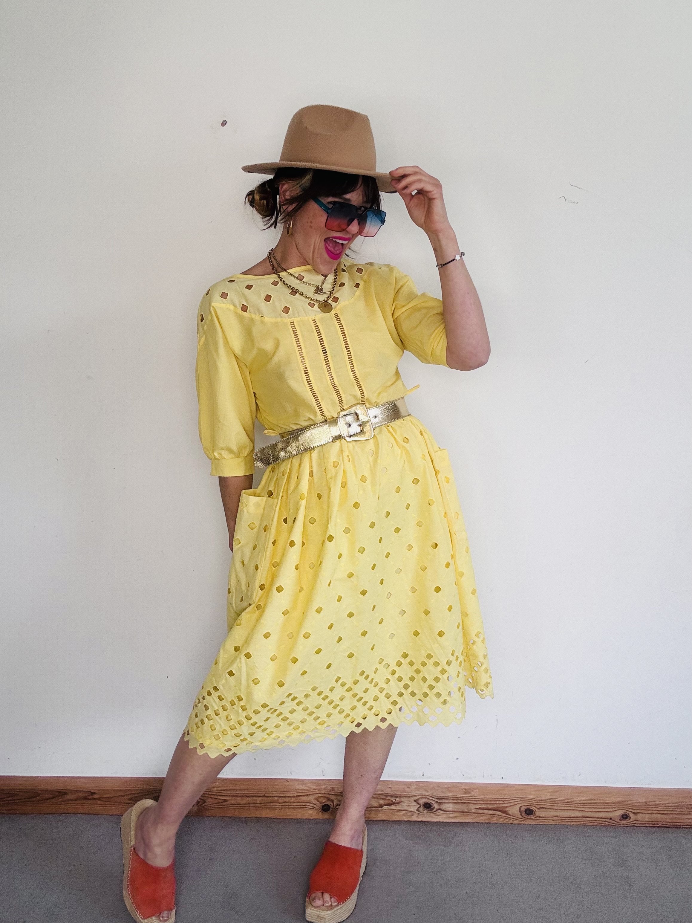 Beautiful lemon yellow 1980s dress