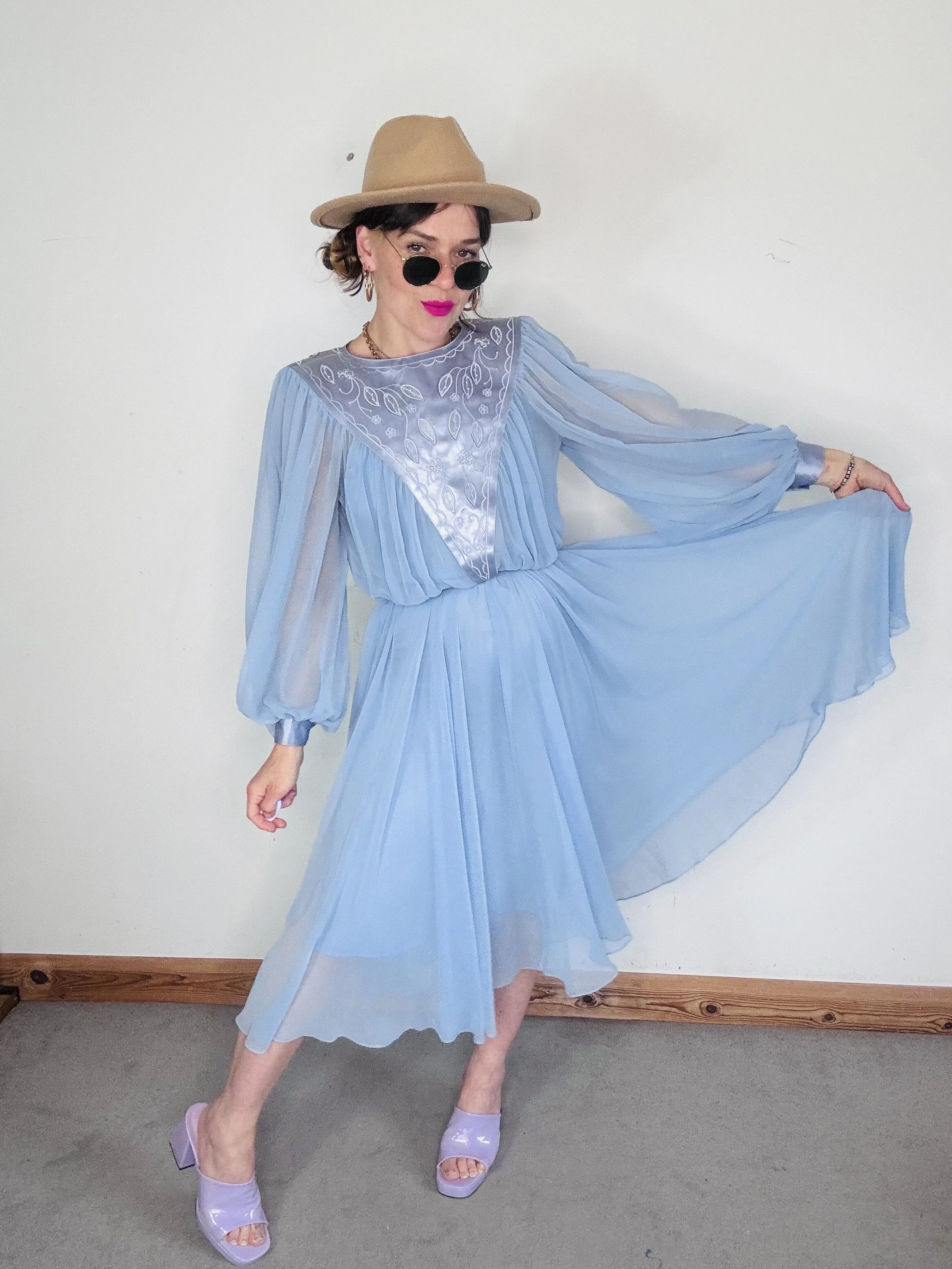 Frank Usher silk bell sleeve dress