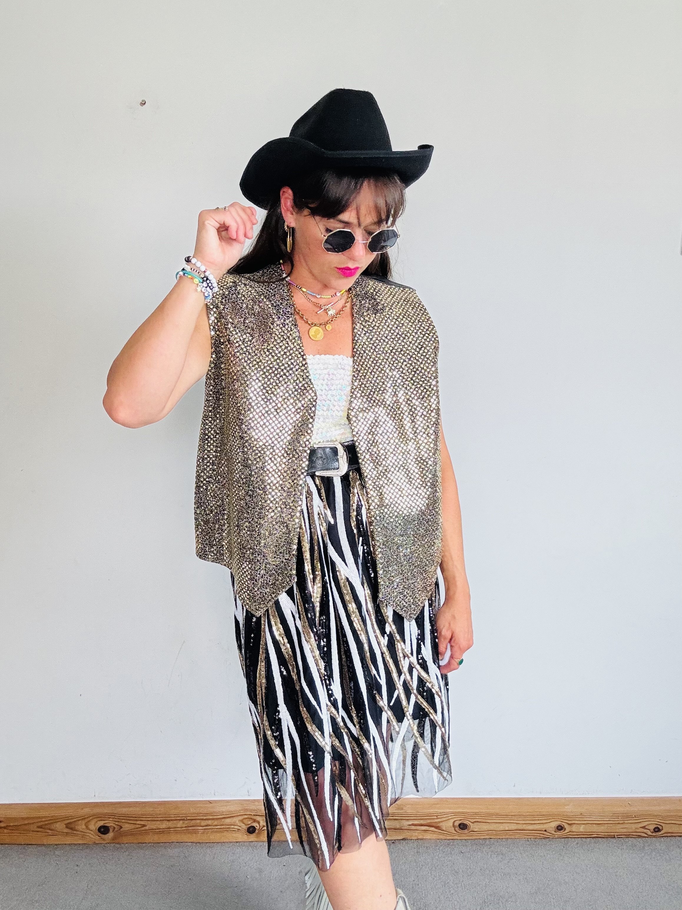 Wicked leather and sequin waistcoat