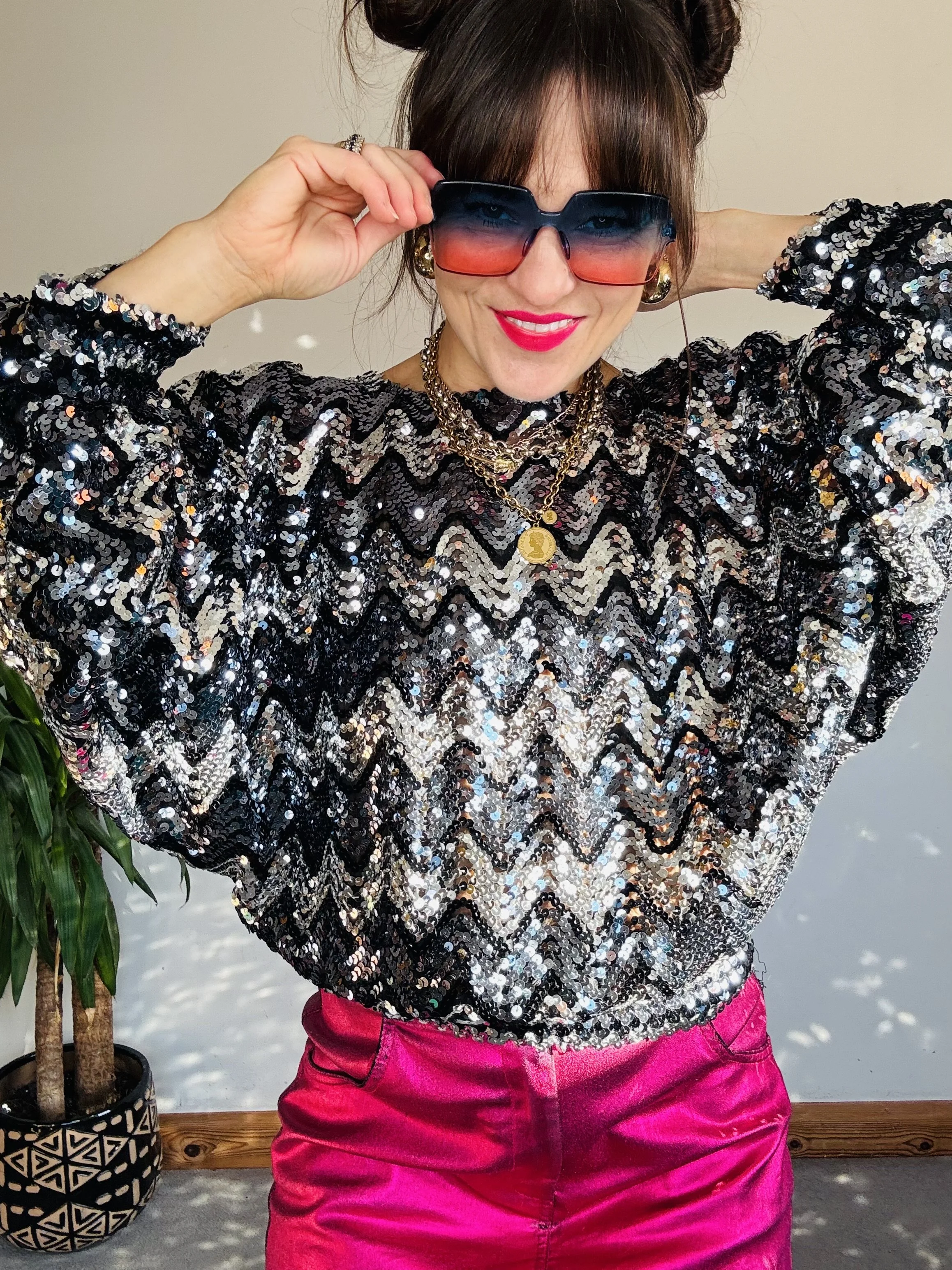 Wonderful 80’s batwing party blouse