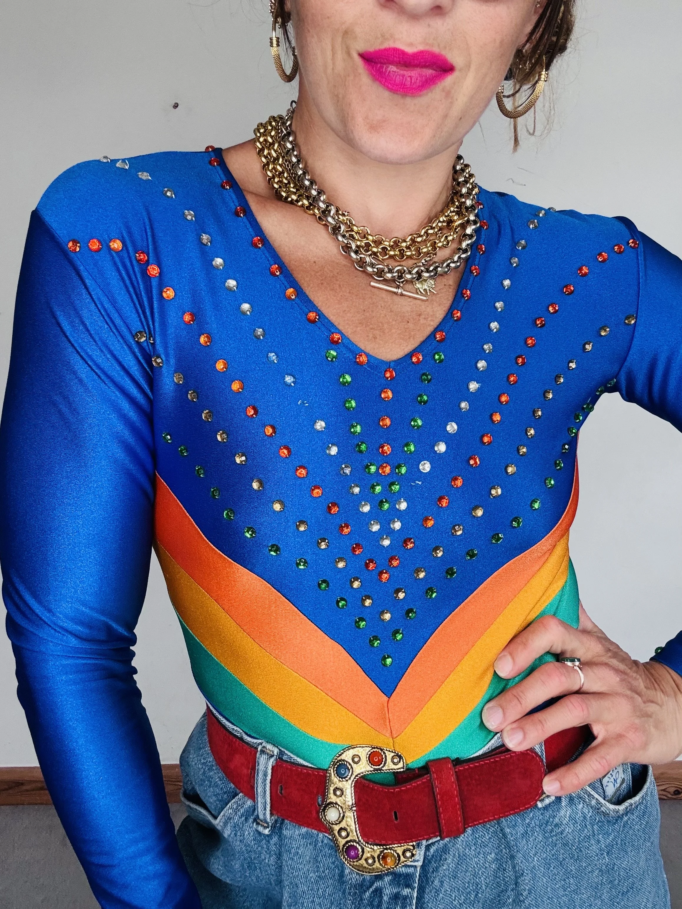 80’s colour block leotard