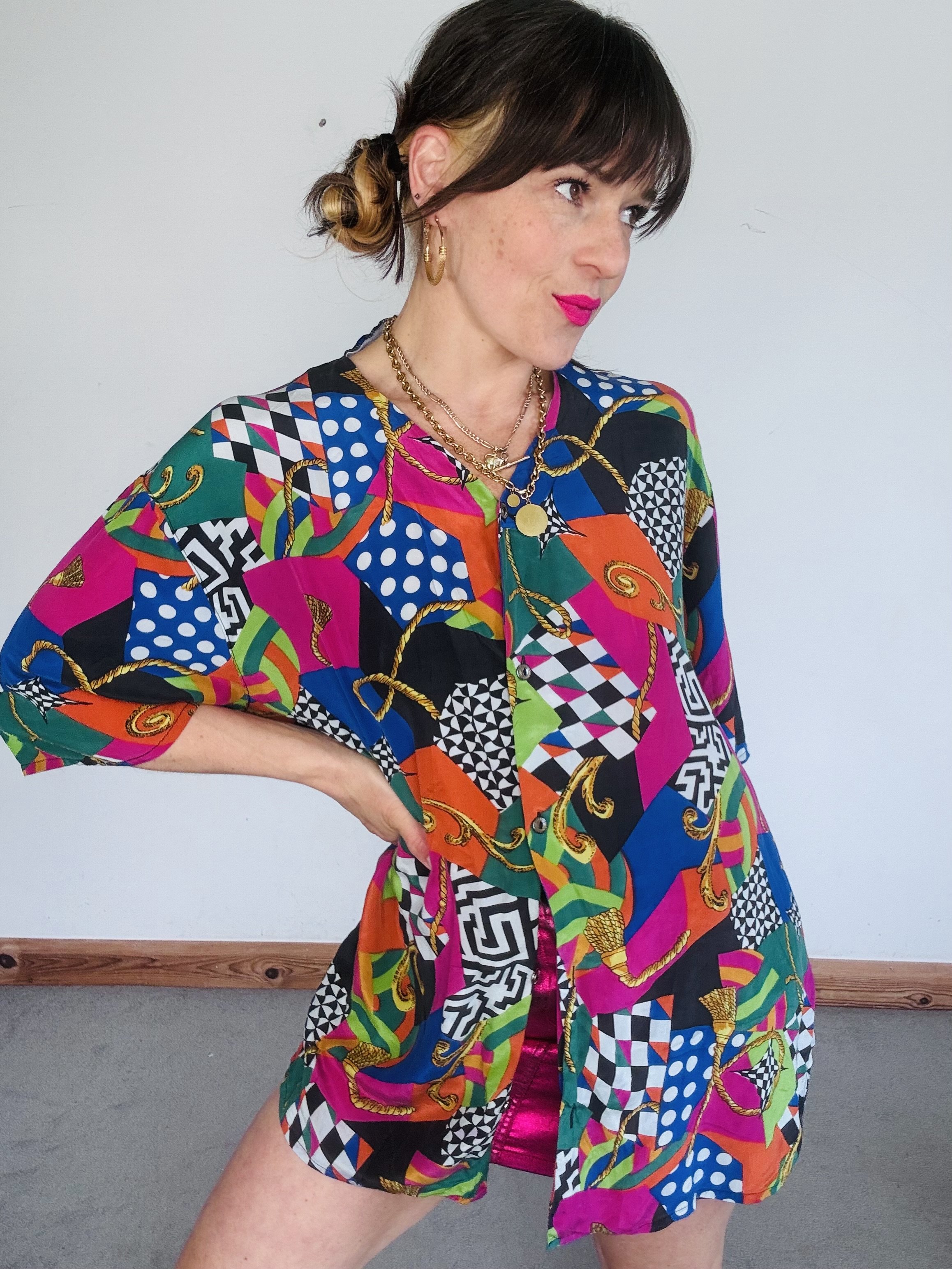 Crazy silk longline blouse