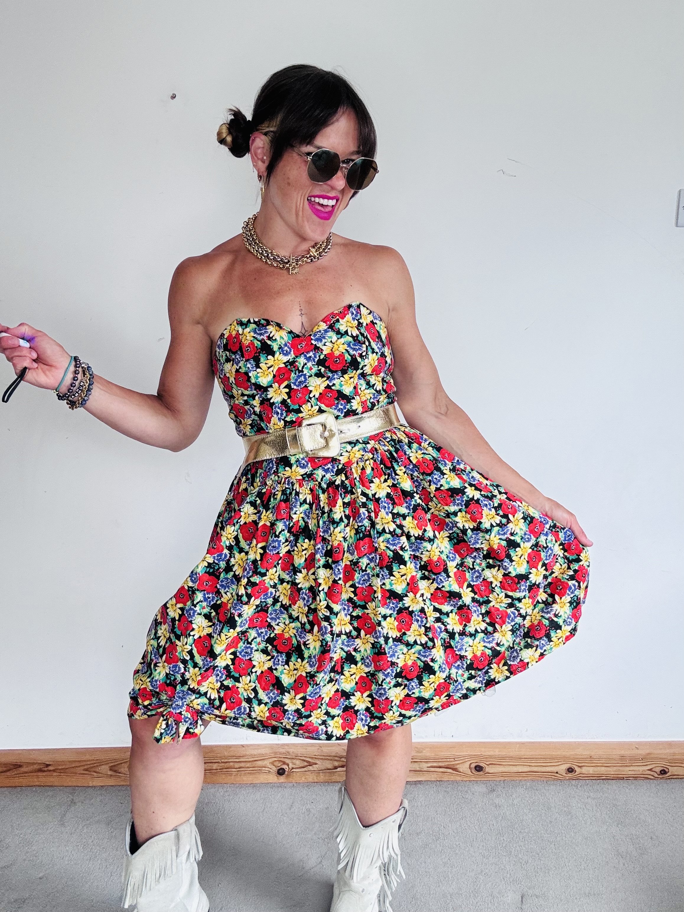 Floral 80’s corset dress