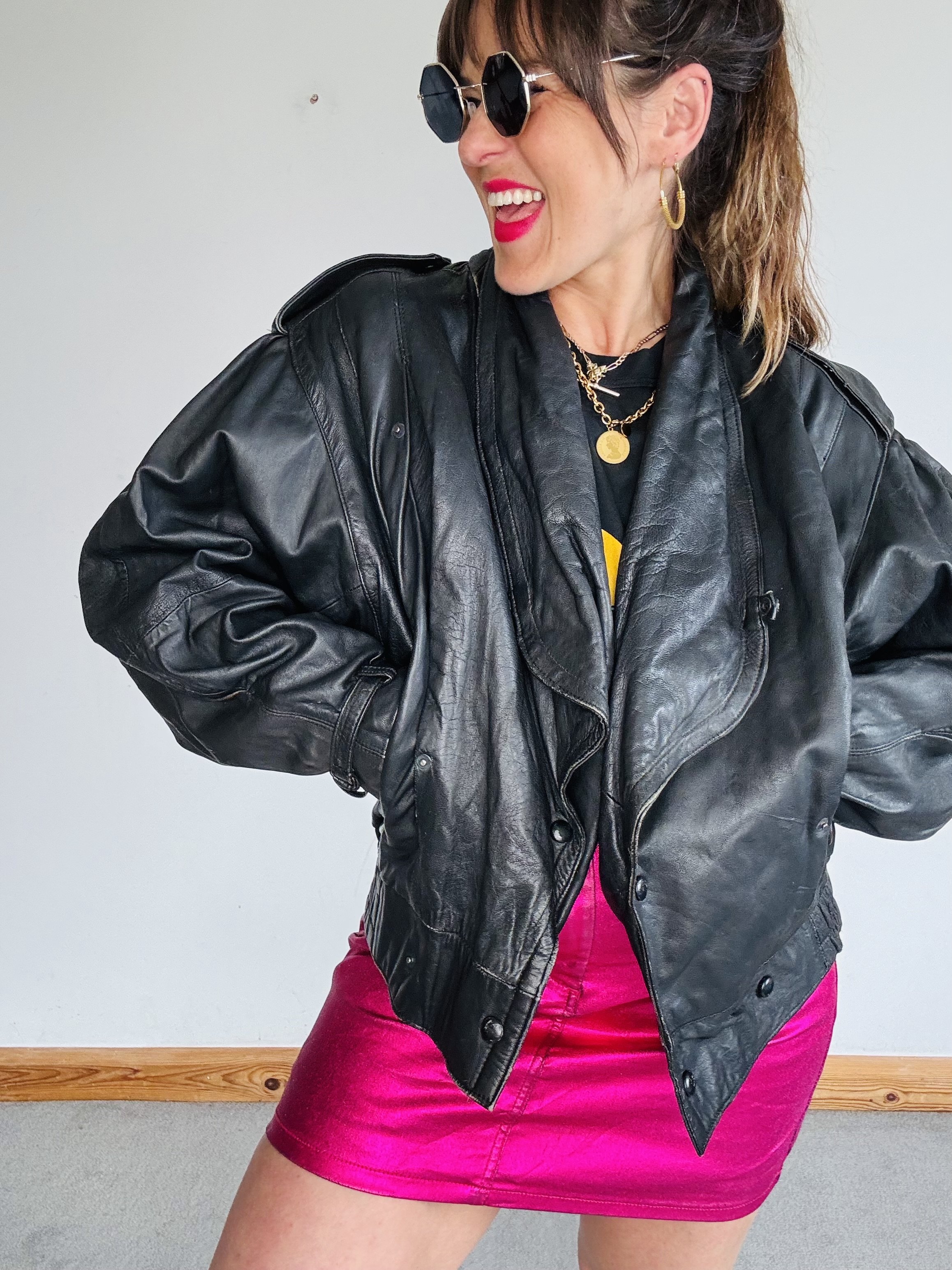 Incredible 80’s leather bomber jacket