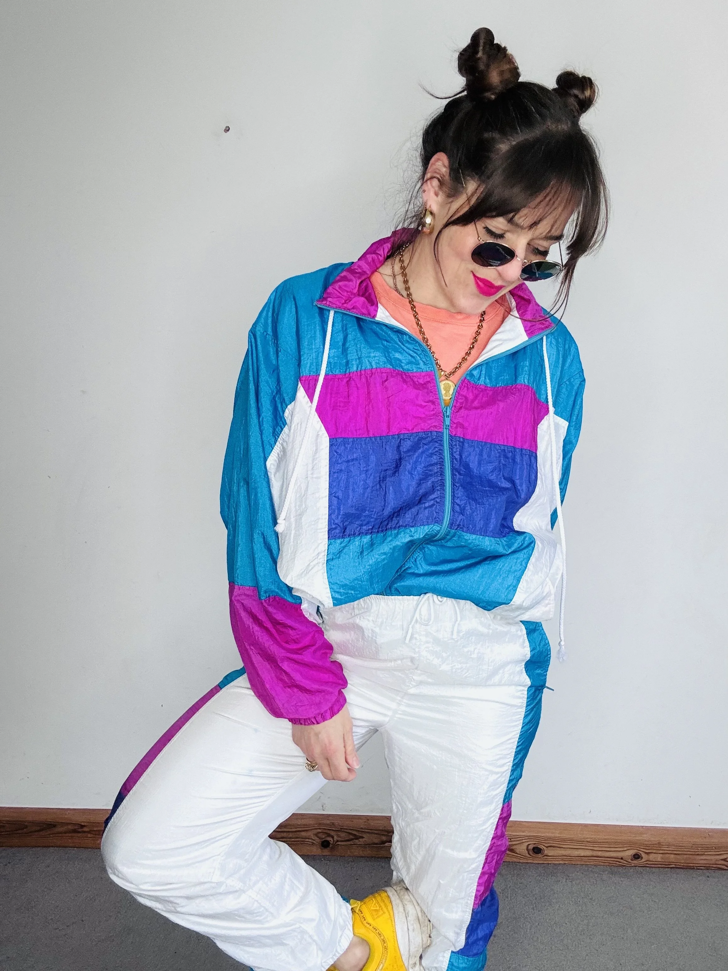 Very cool colour block 1980s matching shell suit