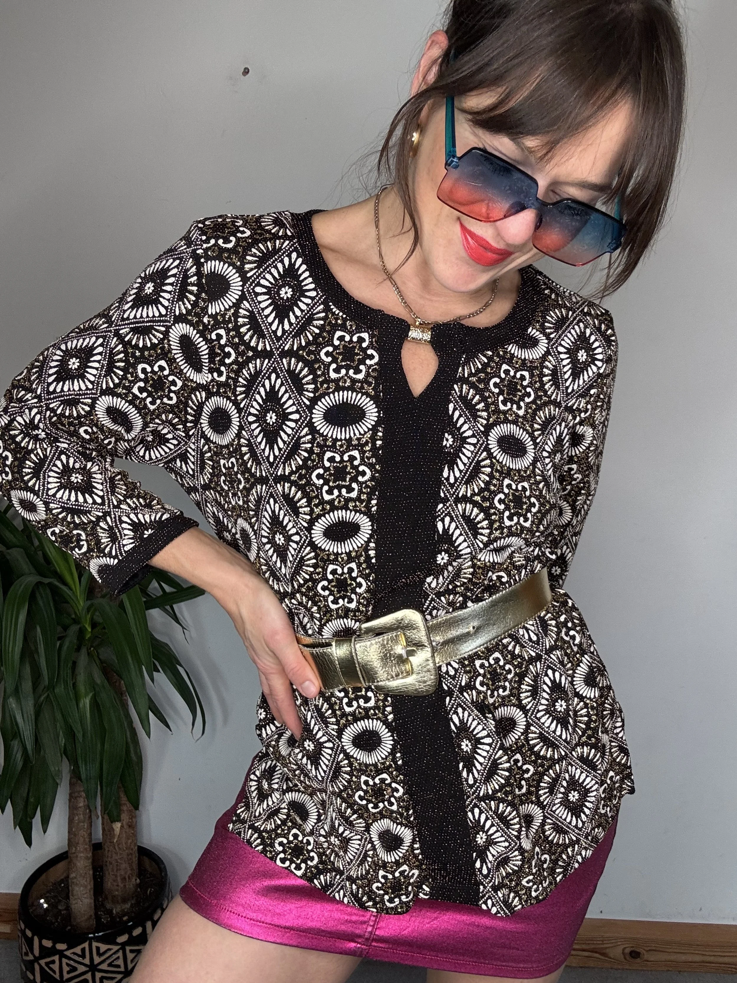 Alfred Dunner tile print party blouse