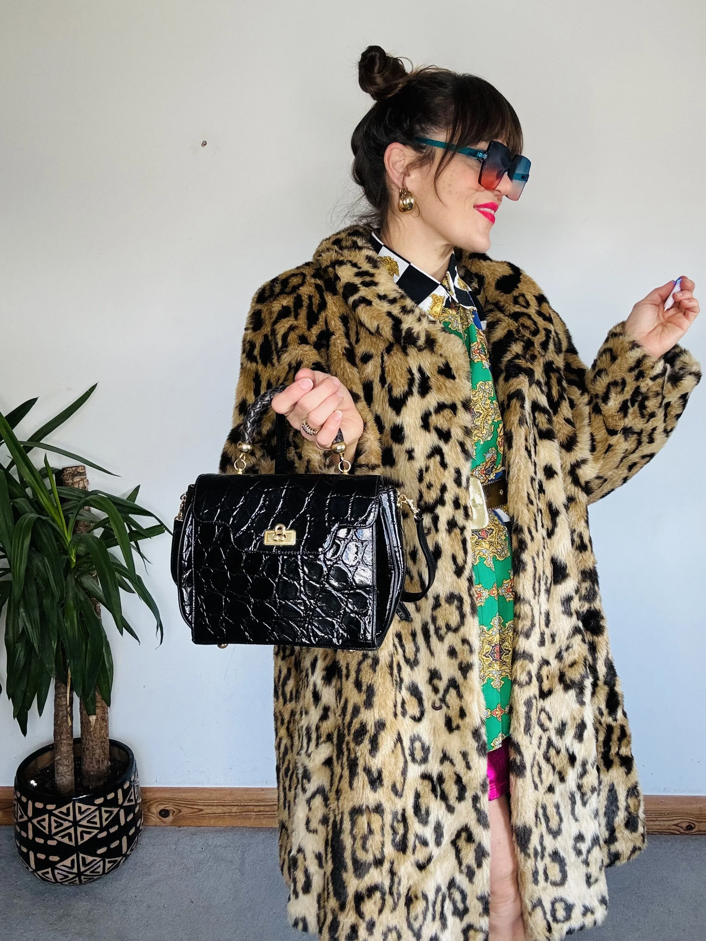 1980s leather mock crock handbag