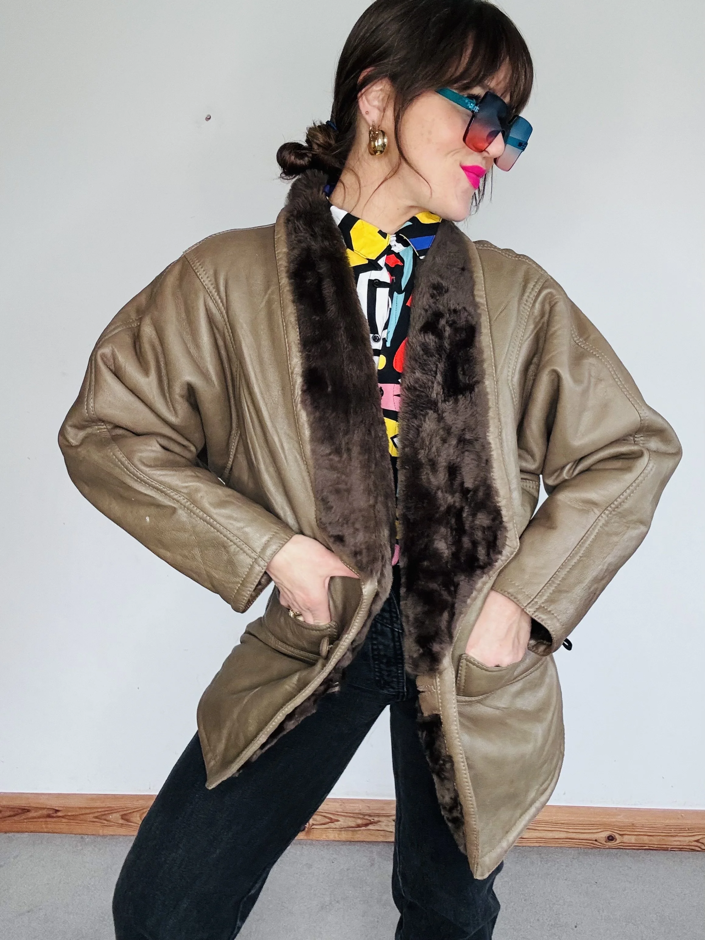 Incredible leather shearling 70’s coat