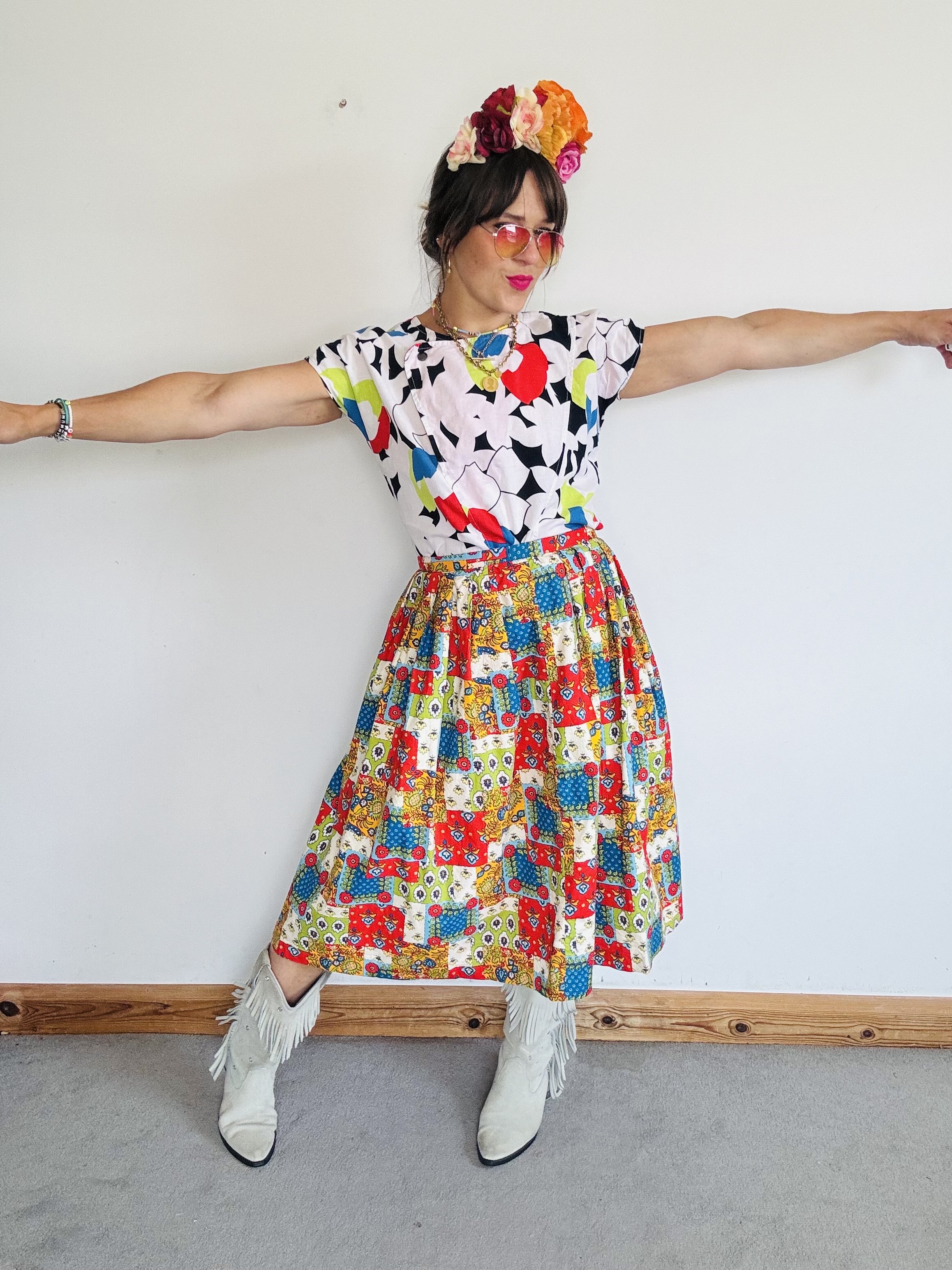 70’s handmade cotton skirt - Sz 16